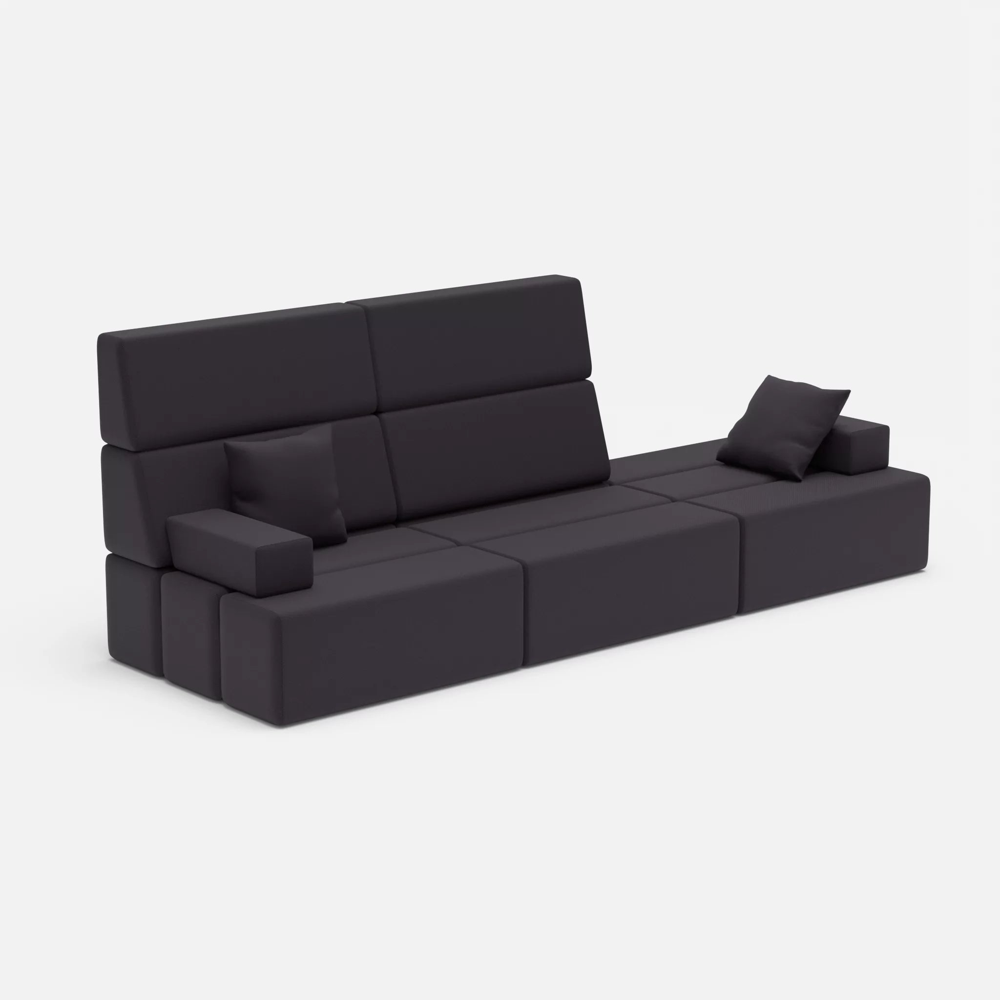 3 Sitzer Sofa Bricks 2 radio8517 in Anthrazit von der Seite