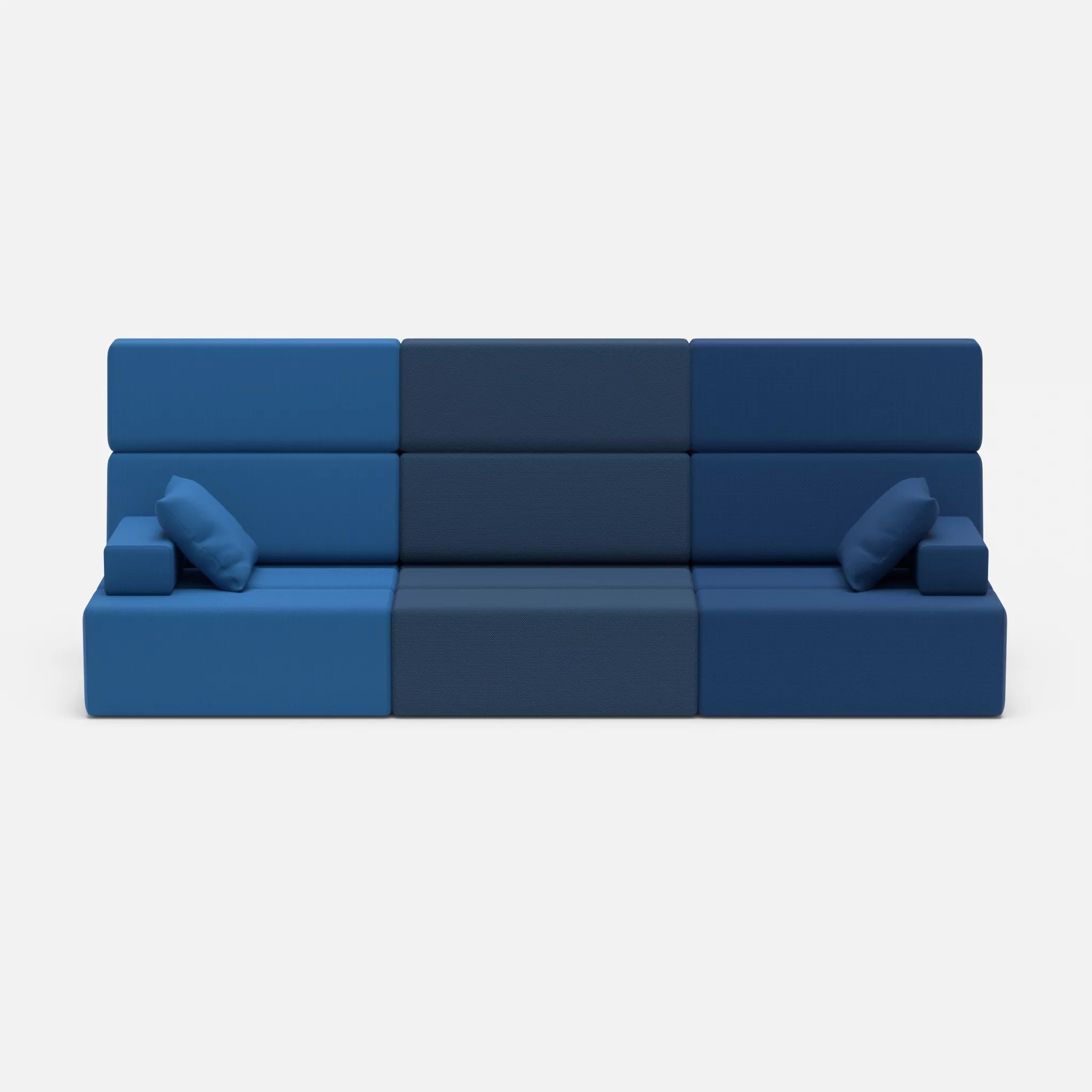 3 Sitzer Sofa Bricks 3 radio6075-radio6512 in Blau und Dunkelblau von vorne