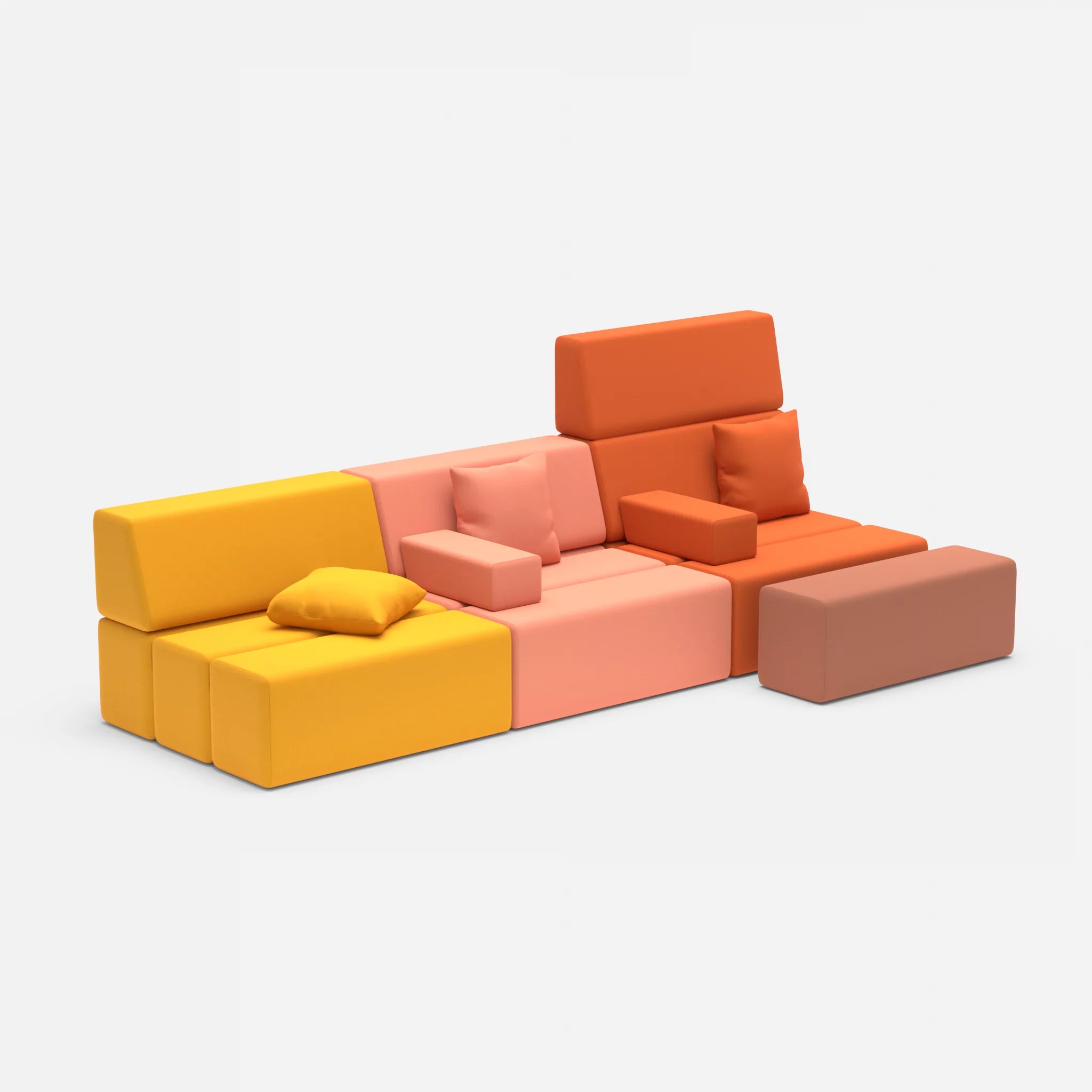 3 Sitzer Sofa Bricks 5 radio3008-radio3094 in Gelb und Orange von der Seite