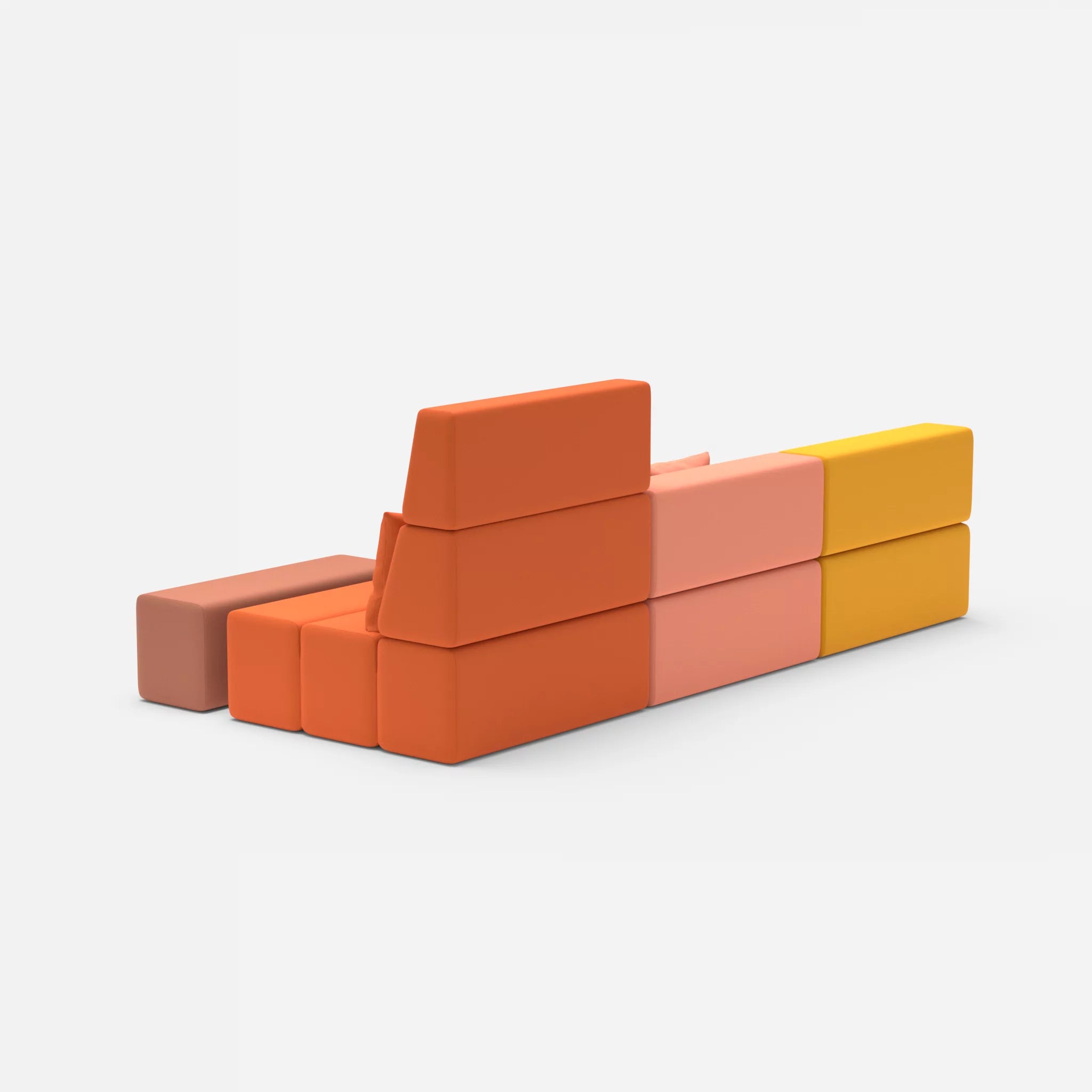 3 Sitzer Sofa Bricks 5 radio3008-radio3094 in Gelb und Orange von hinten