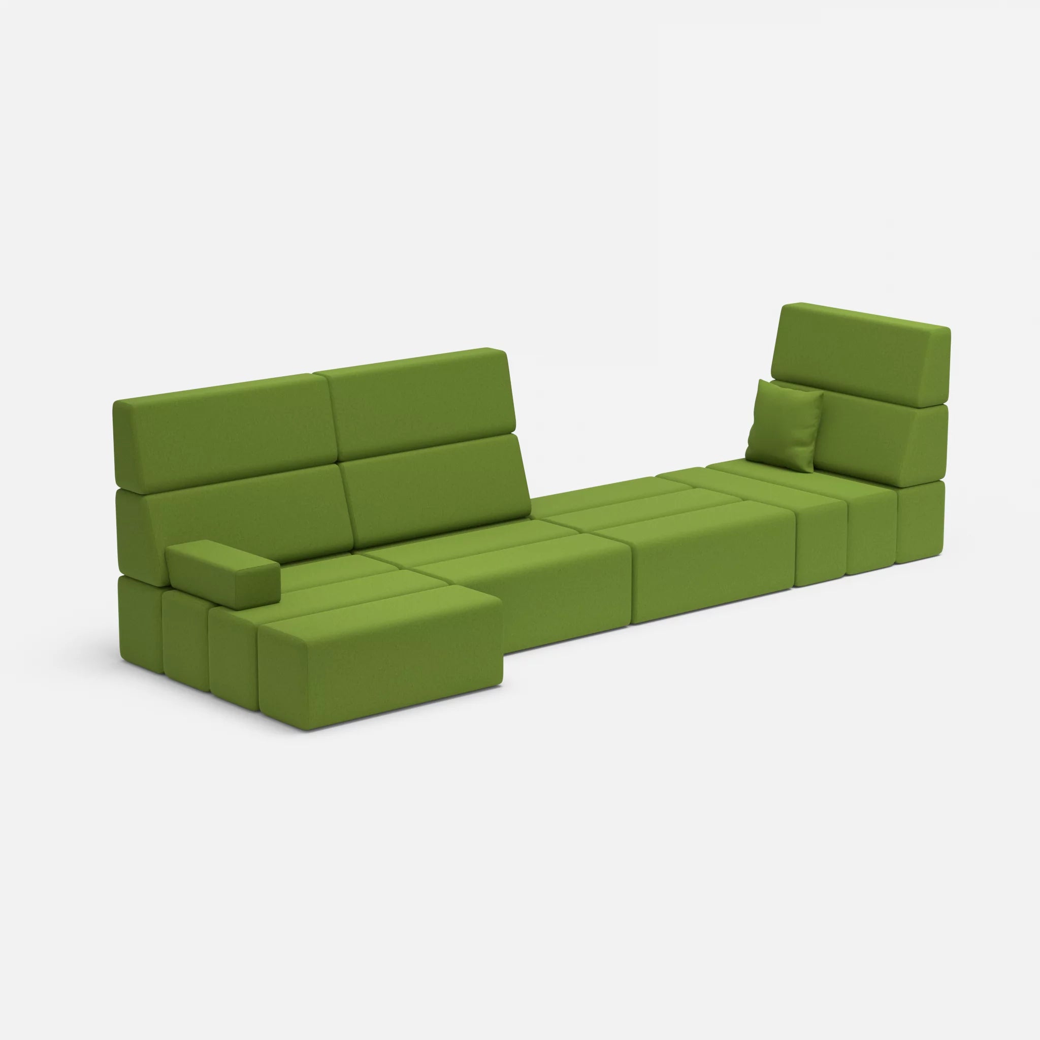 4 Sitzer Sofa Bricks 2 dama0027 in Grün von der Seite