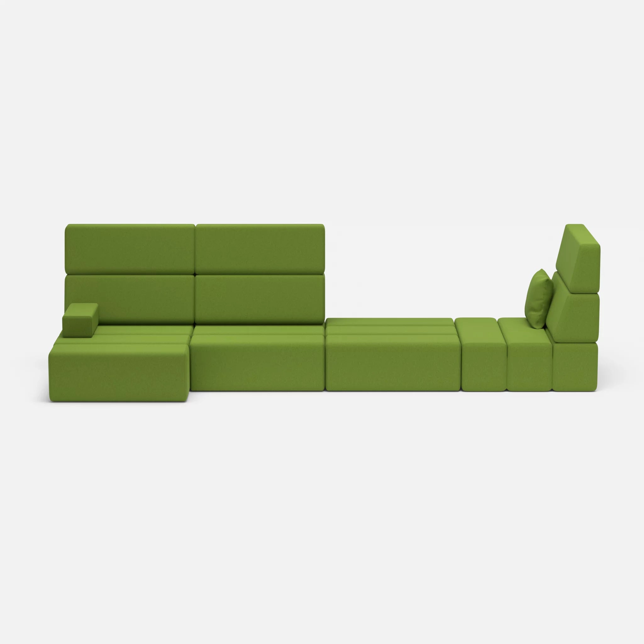 4 Sitzer Sofa Bricks 2 dama0027 in Grün von vorne