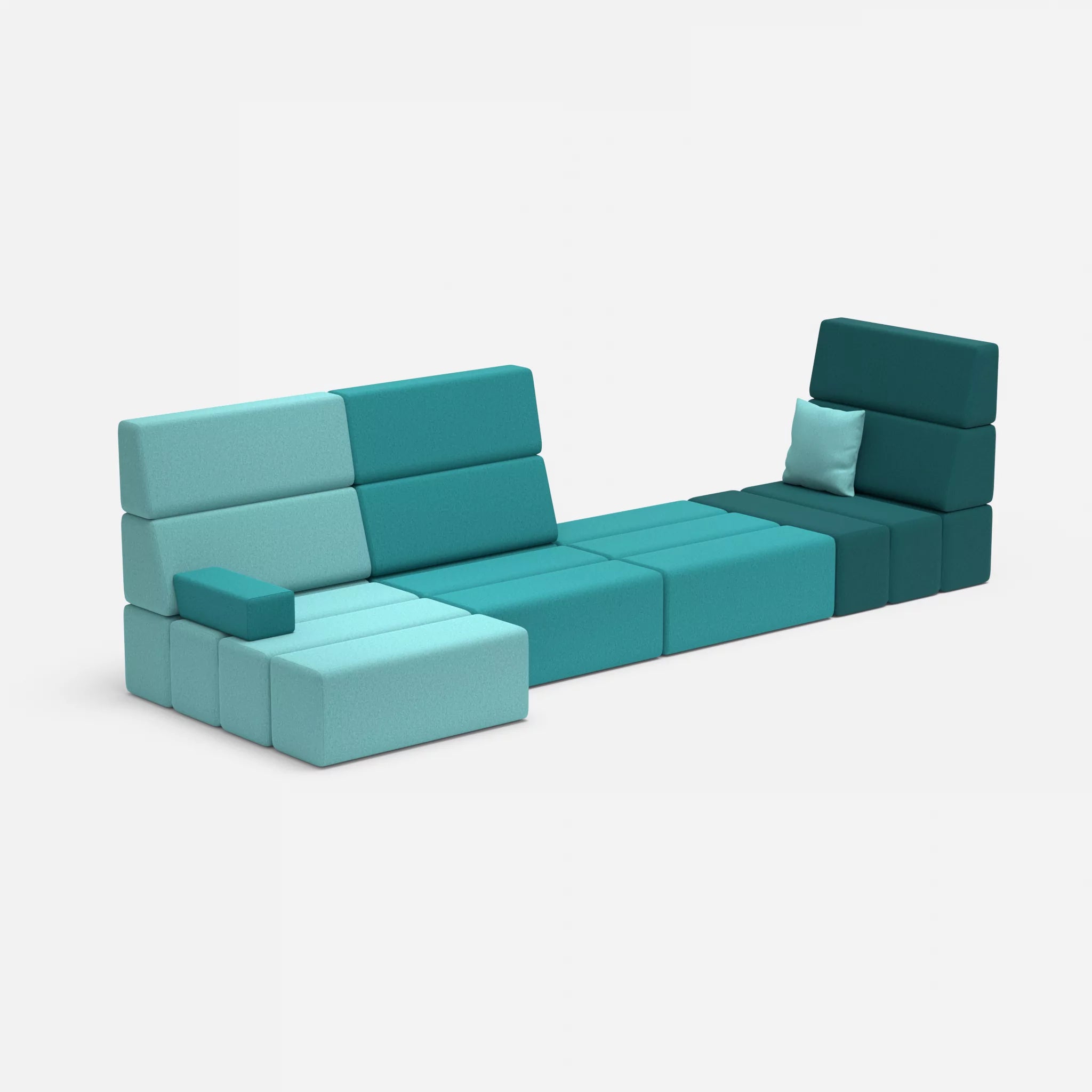 4 Sitzer Sofa Bricks 2 dama0030-dama0076 in Türkis und Türkis von der Seite