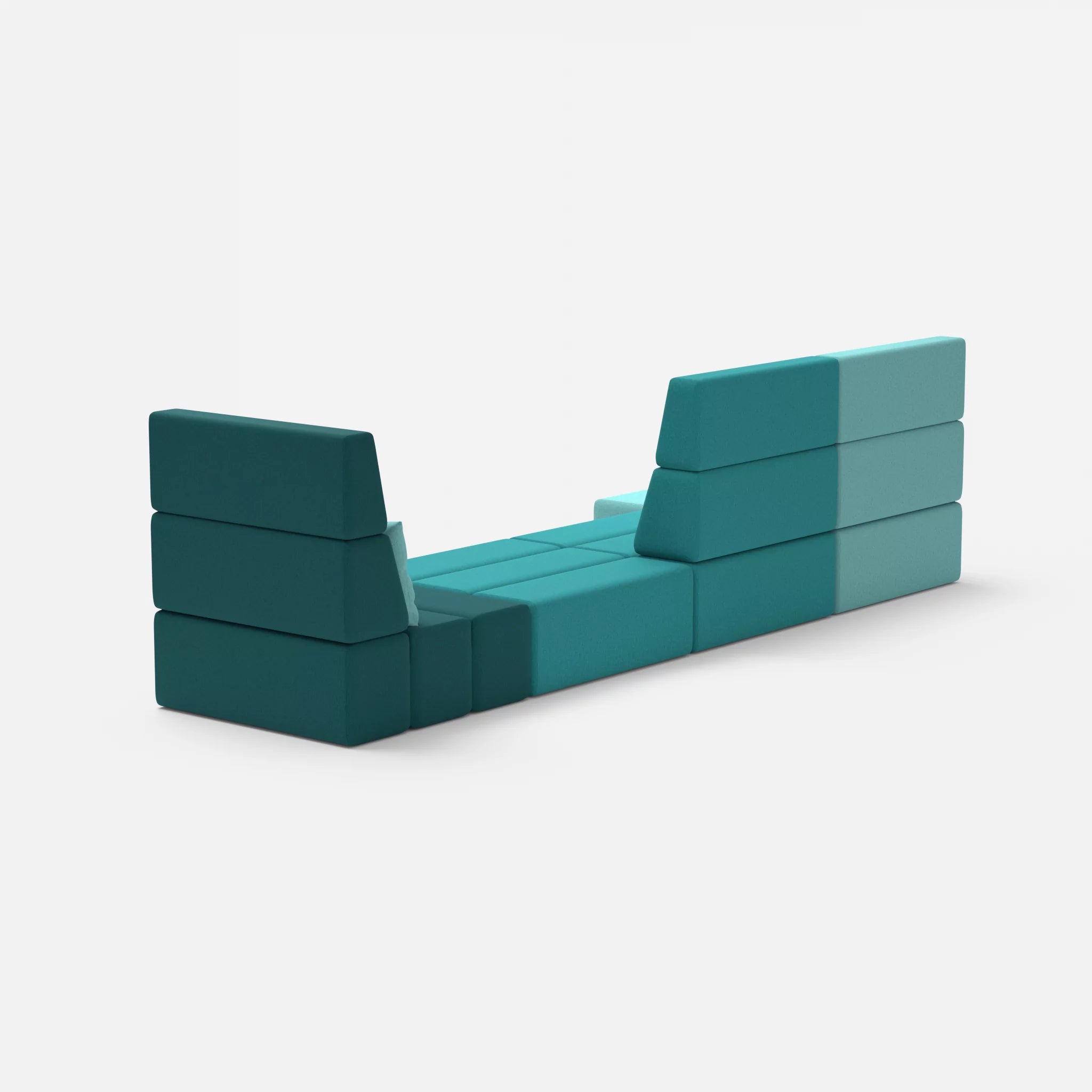 4 Sitzer Sofa Bricks 2 dama0030-dama0076 in Türkis und Türkis von hinten