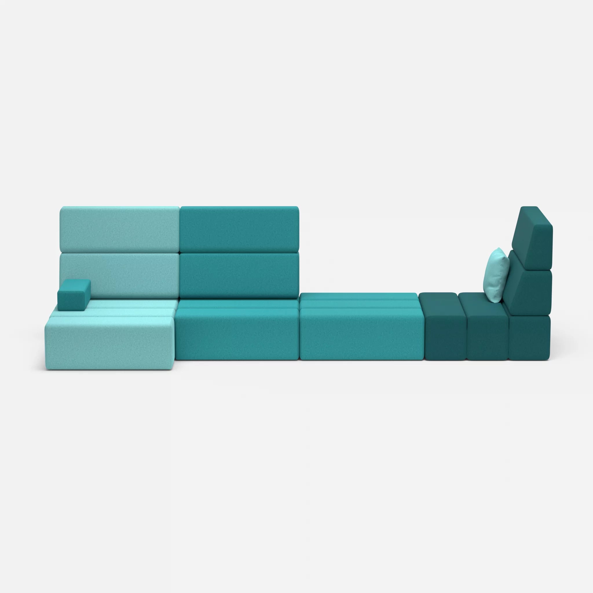 4 Sitzer Sofa Bricks 2 dama0030-dama0076 in Türkis und Türkis von vorne