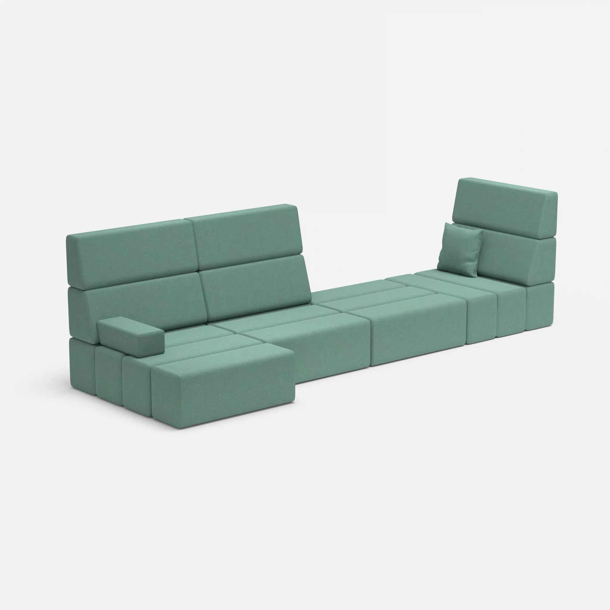 4 Sitzer Sofa Bricks 2 dama0045 in Türkis von der Seite