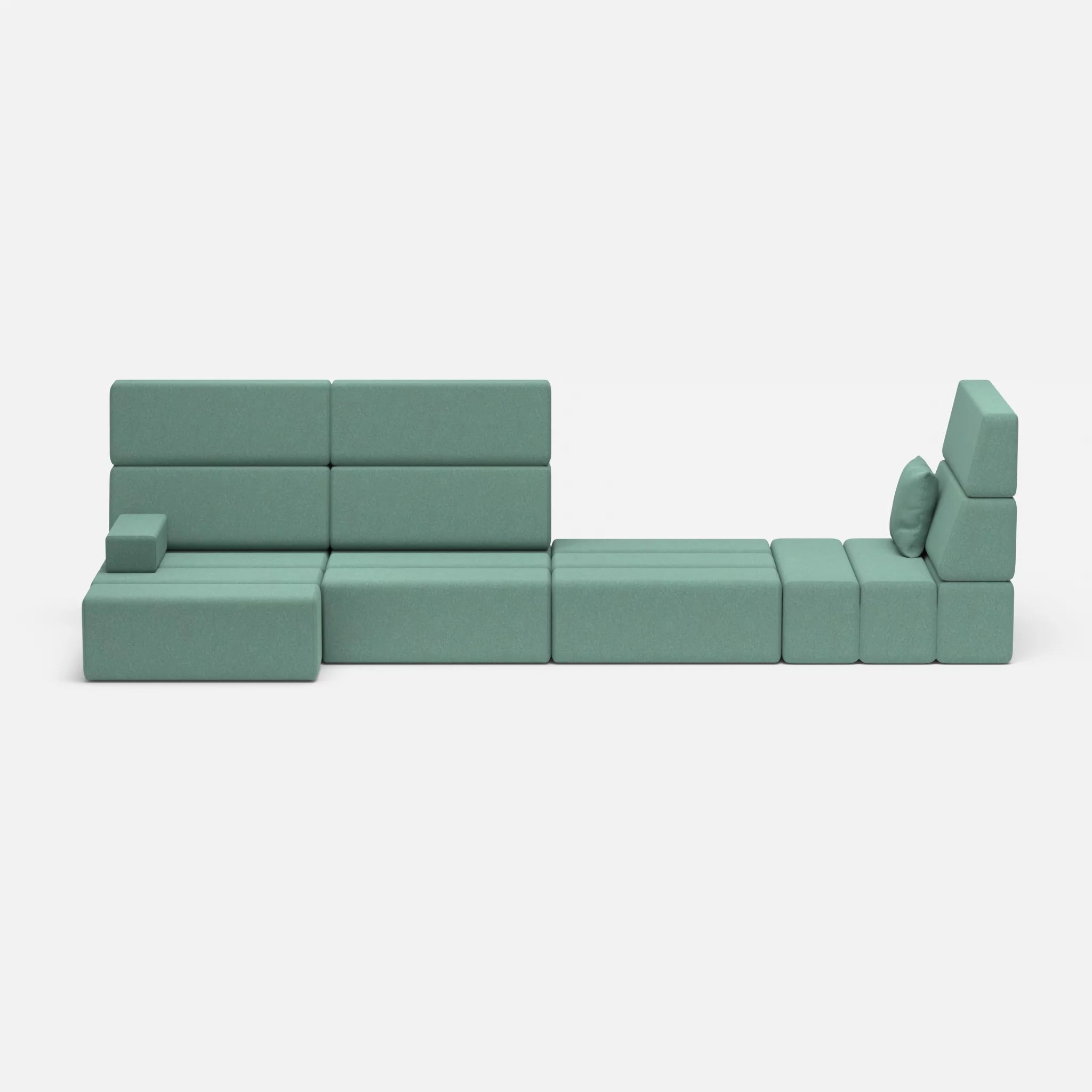 4 Sitzer Sofa Bricks 2 dama0045 in Türkis von vorne