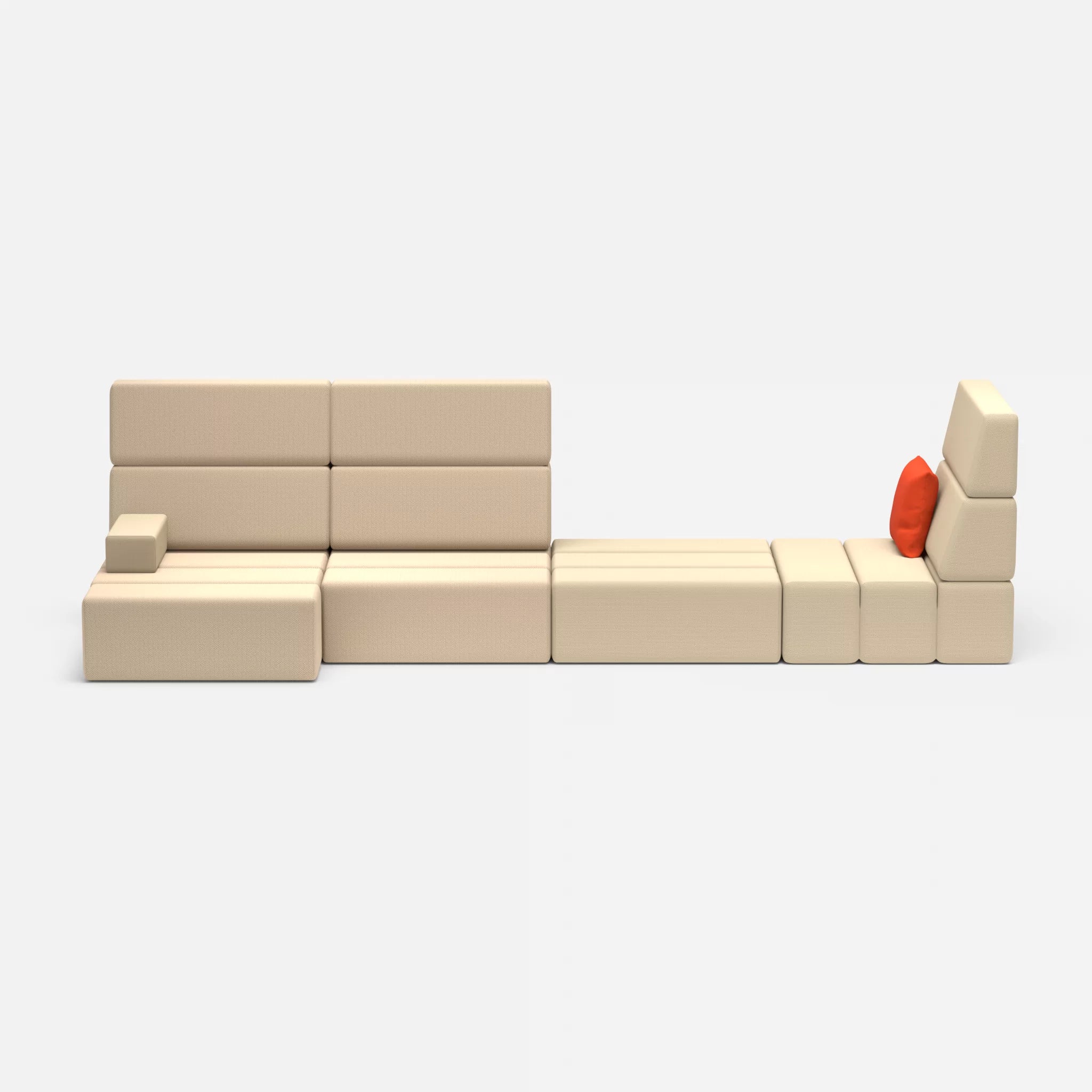 4 Sitzer Sofa Bricks 2 novumcocos-novumangora in Hellbraun und Sand von vorne