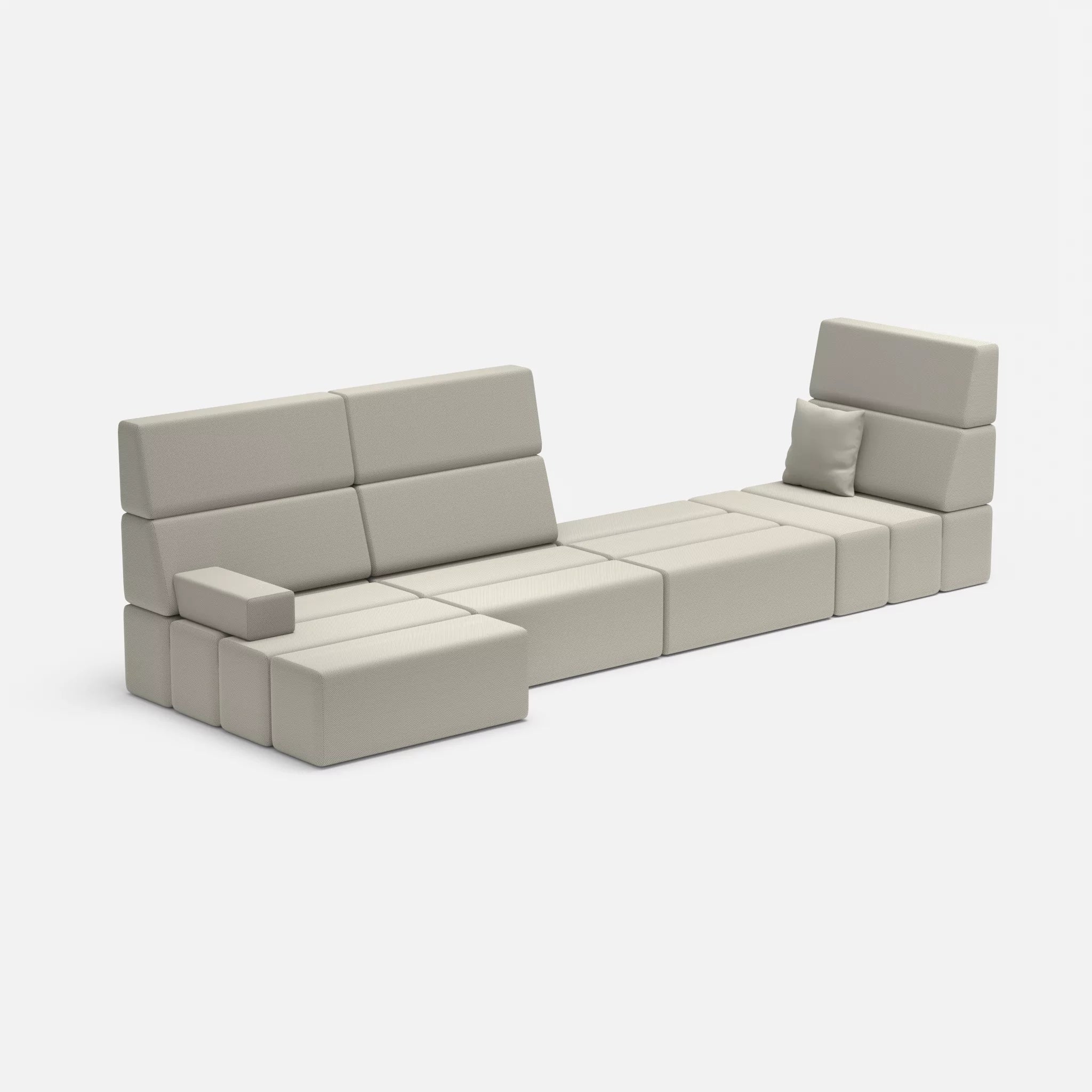 4 Sitzer Sofa Bricks 2 novumkies in Mittelgrau von der Seite