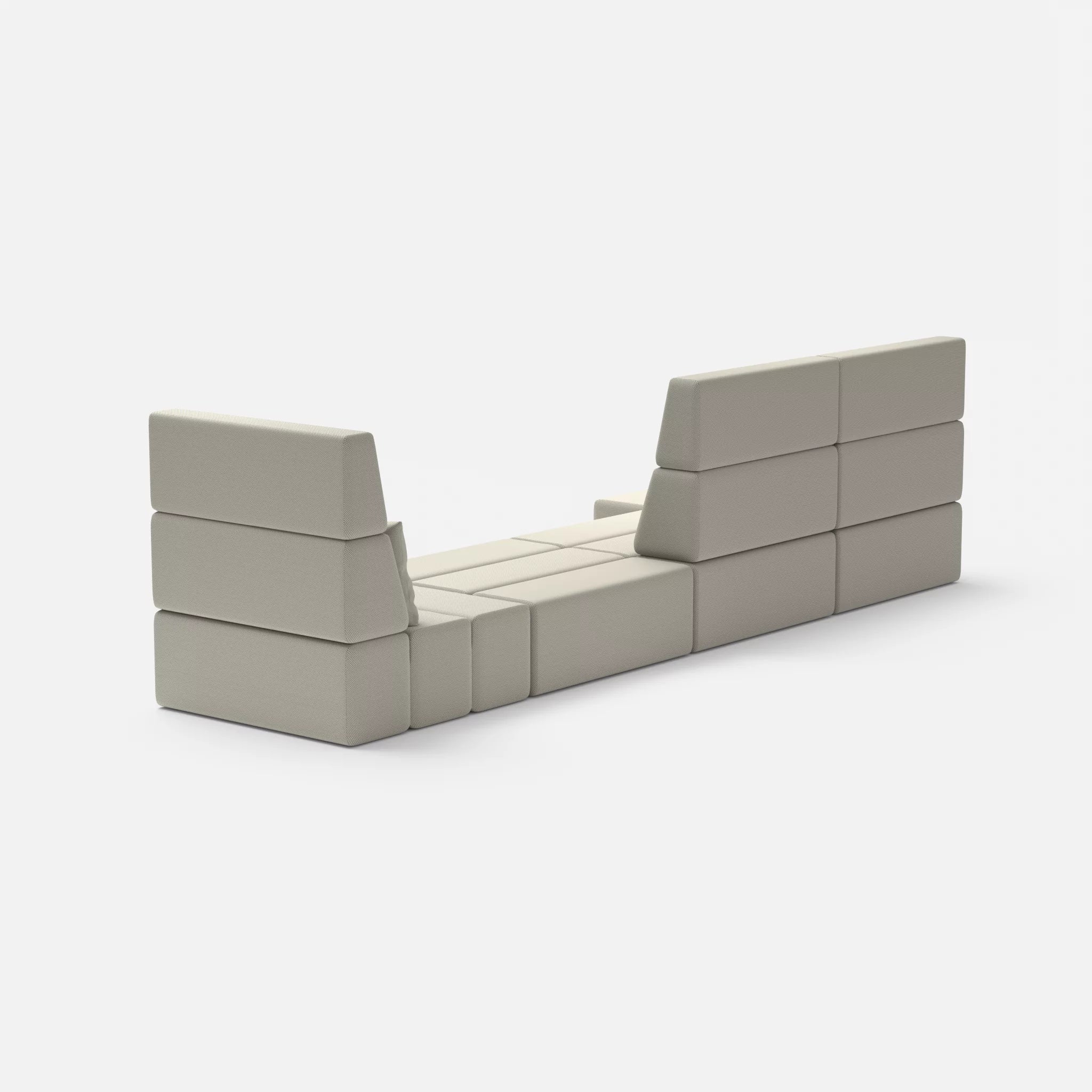 4 Sitzer Sofa Bricks 2 novumkies in Mittelgrau von hinten