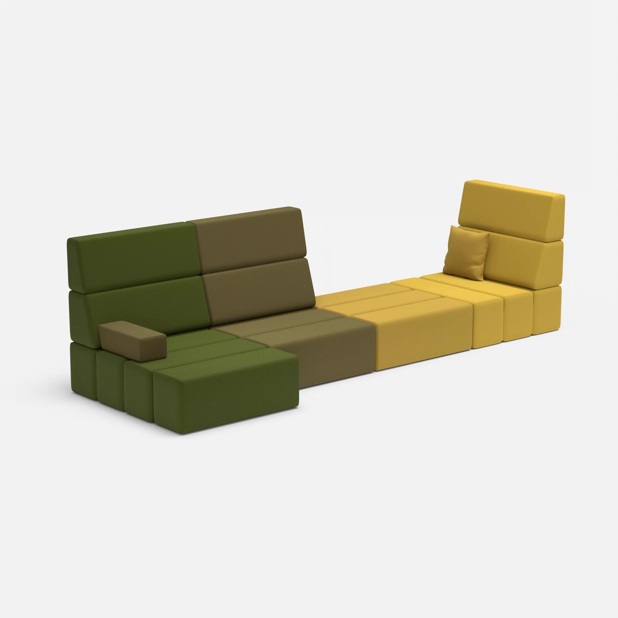 4 Sitzer Sofa Bricks 2 novummoss-novumtivoli in Grün und Hellgrün von der Seite