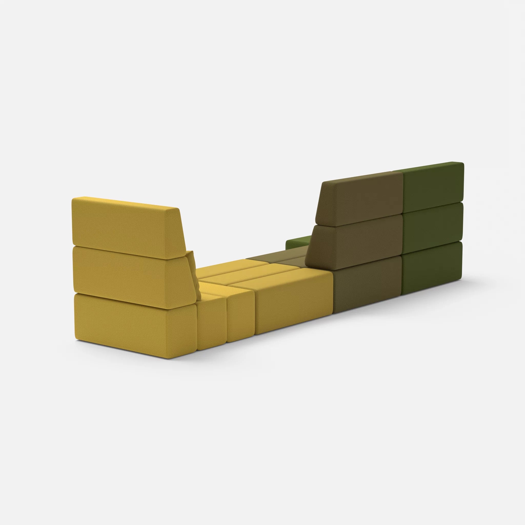 4 Sitzer Sofa Bricks 2 novummoss-novumtivoli in Grün und Hellgrün von hinten