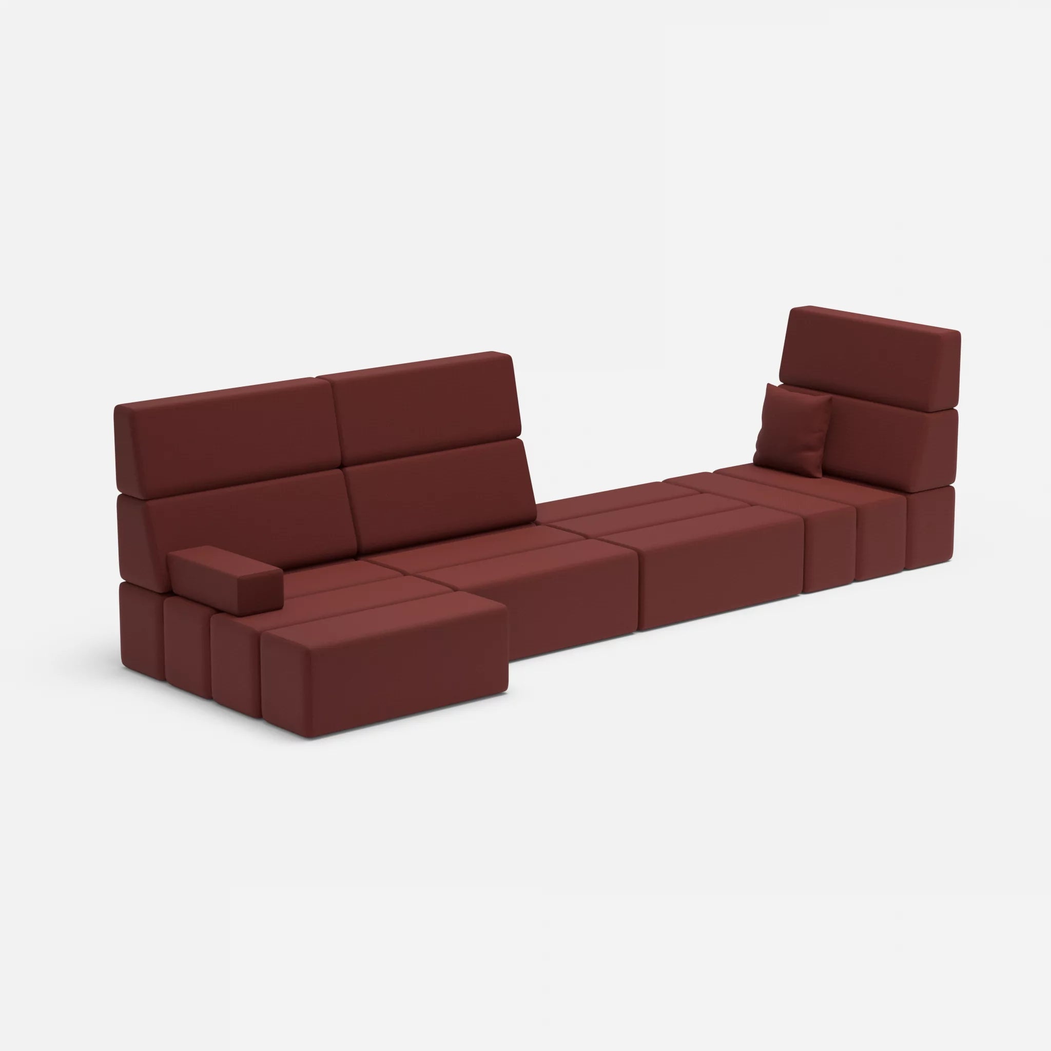 4 Sitzer Sofa Bricks 2 radio4517 in Dunkelrot von der Seite