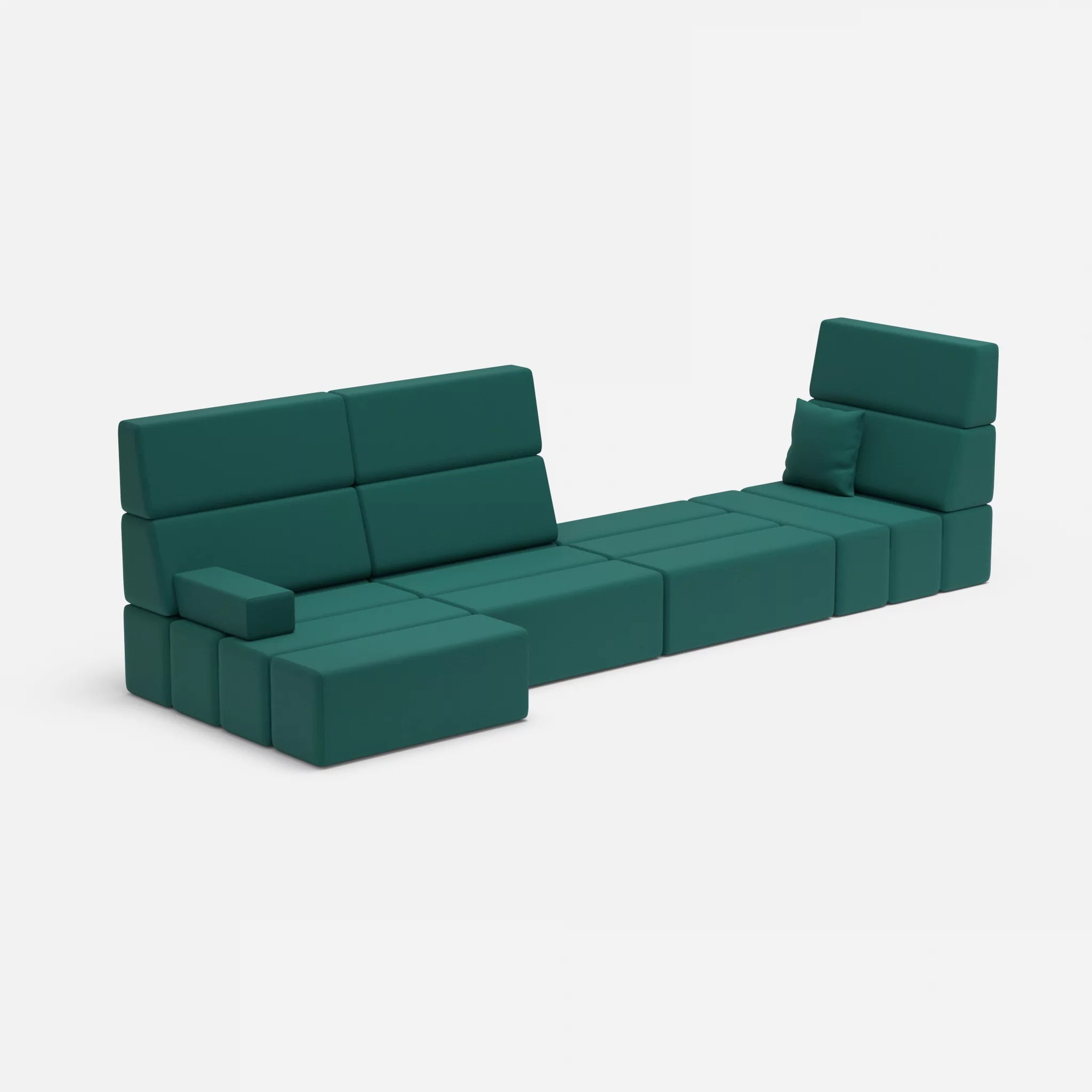 4 Sitzer Sofa Bricks 2 radio6015 in Türkis von der Seite