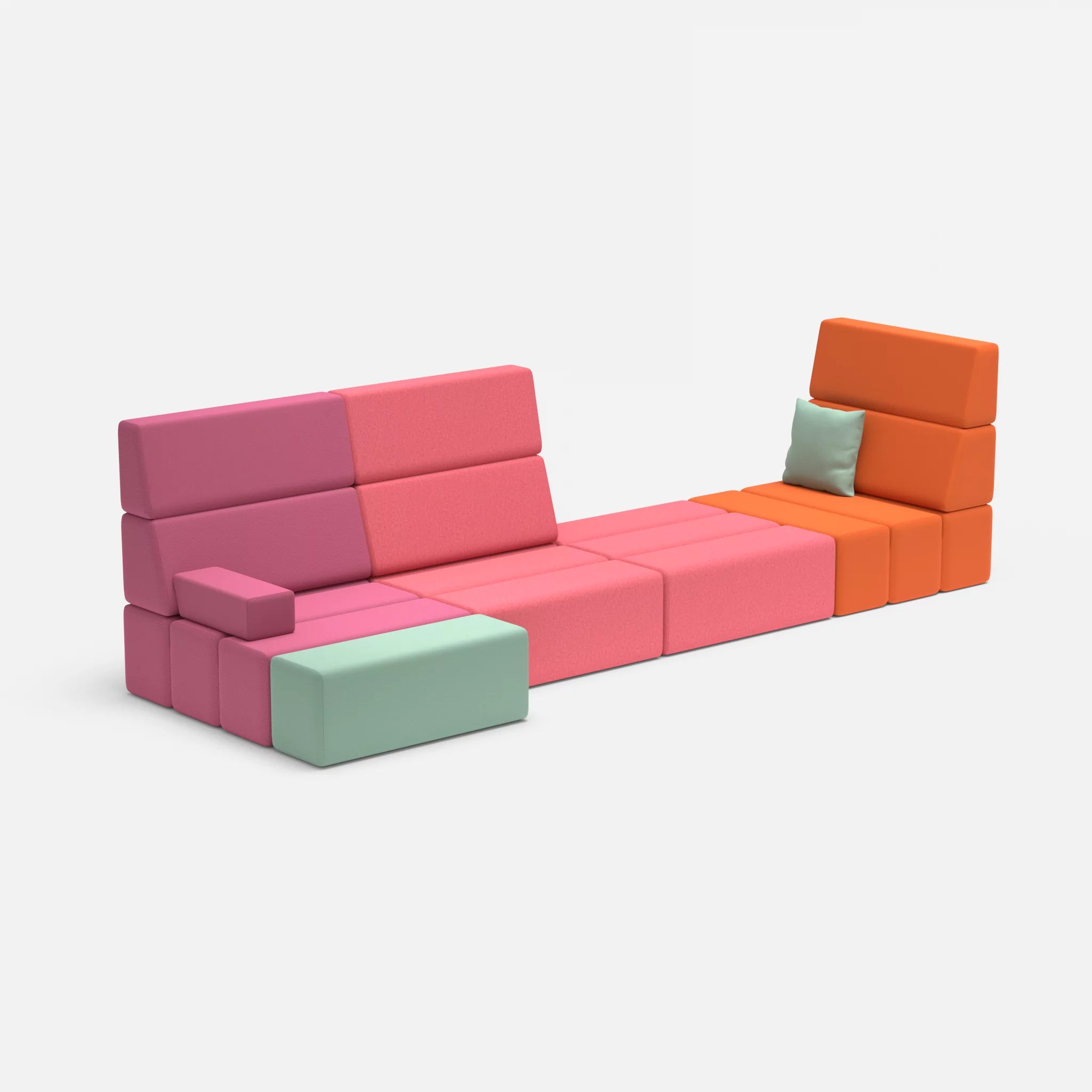 4 Sitzer Sofa Bricks 2 radio7045-dama0083 in Hellblau und Pink von der Seite