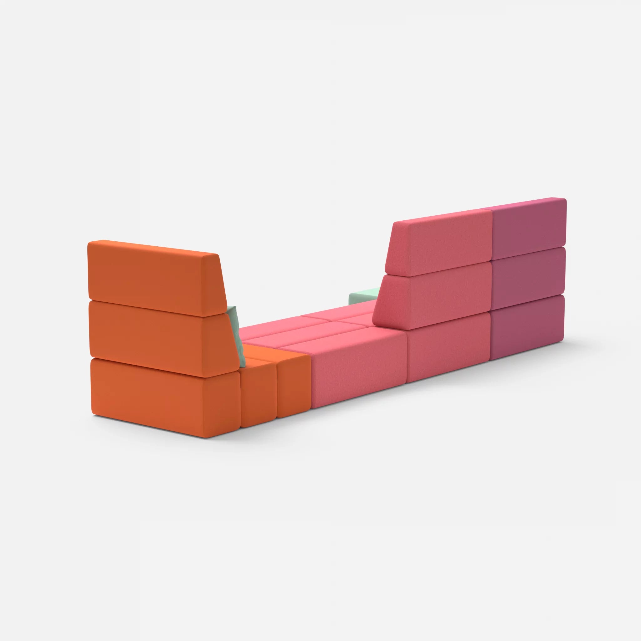 4 Sitzer Sofa Bricks 2 radio7045-dama0083 in Hellblau und Pink von hinten