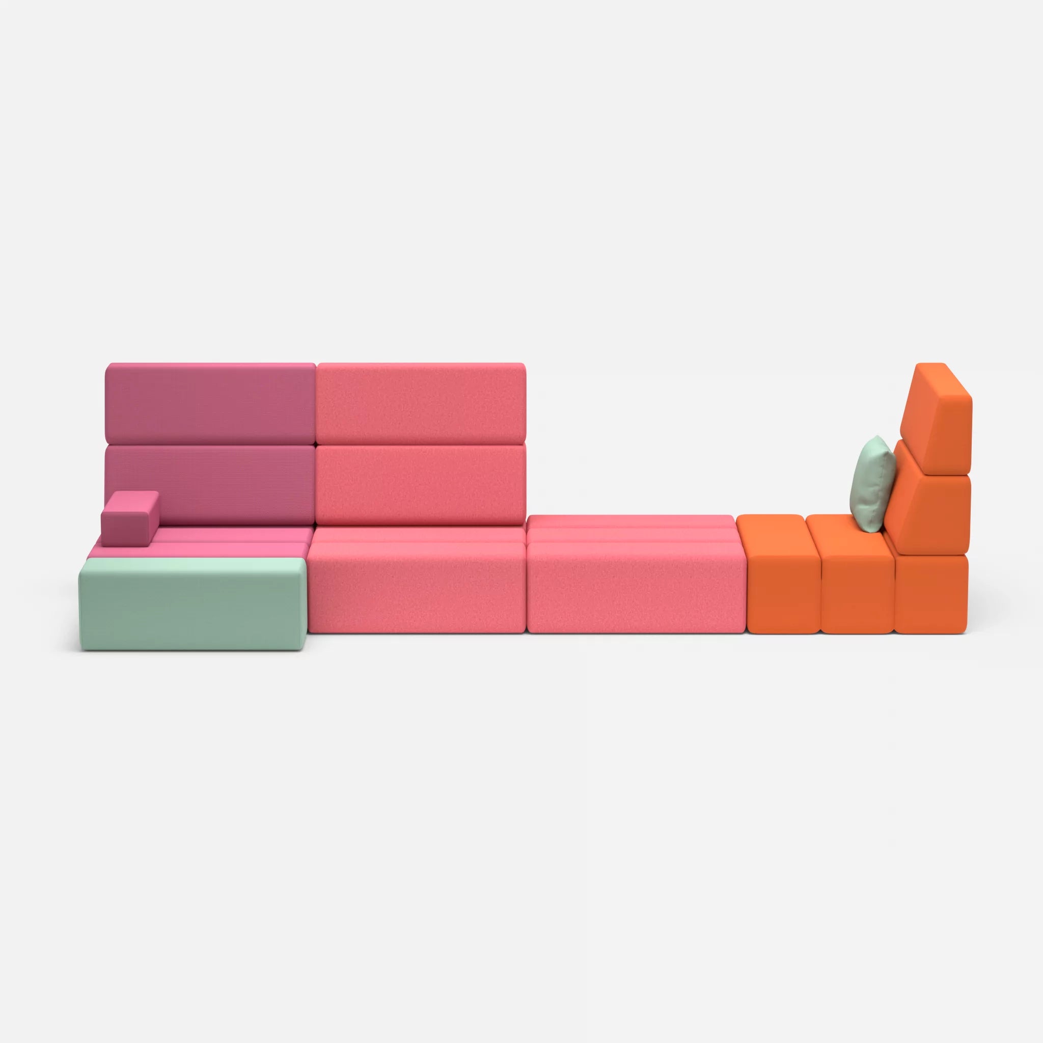 4 Sitzer Sofa Bricks 2 radio7045-dama0083 in Hellblau und Pink von vorne