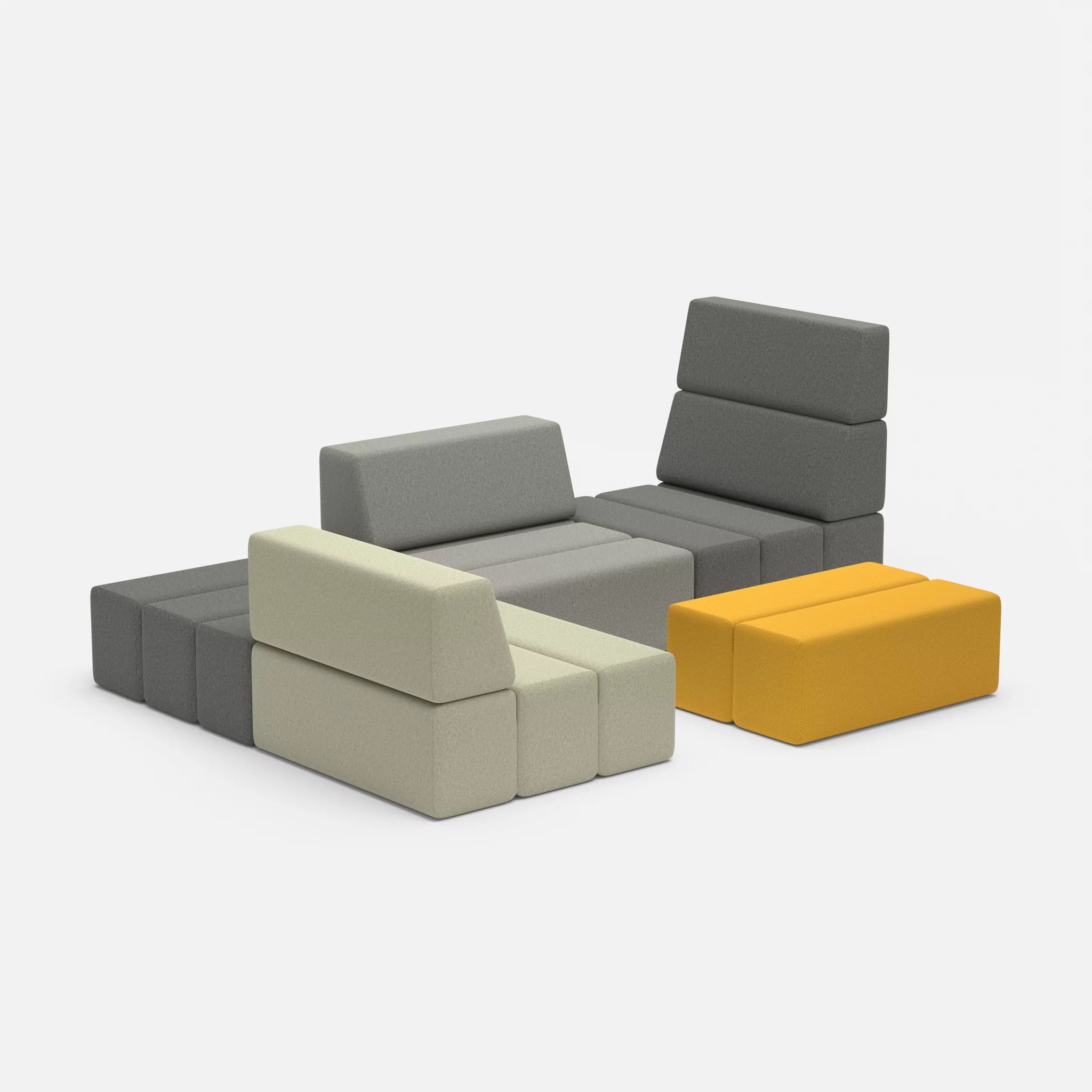 Ecksofa Bricks 2 dama0004-dama0003 in Dunkelgrau und Mittelgrau von der Seite