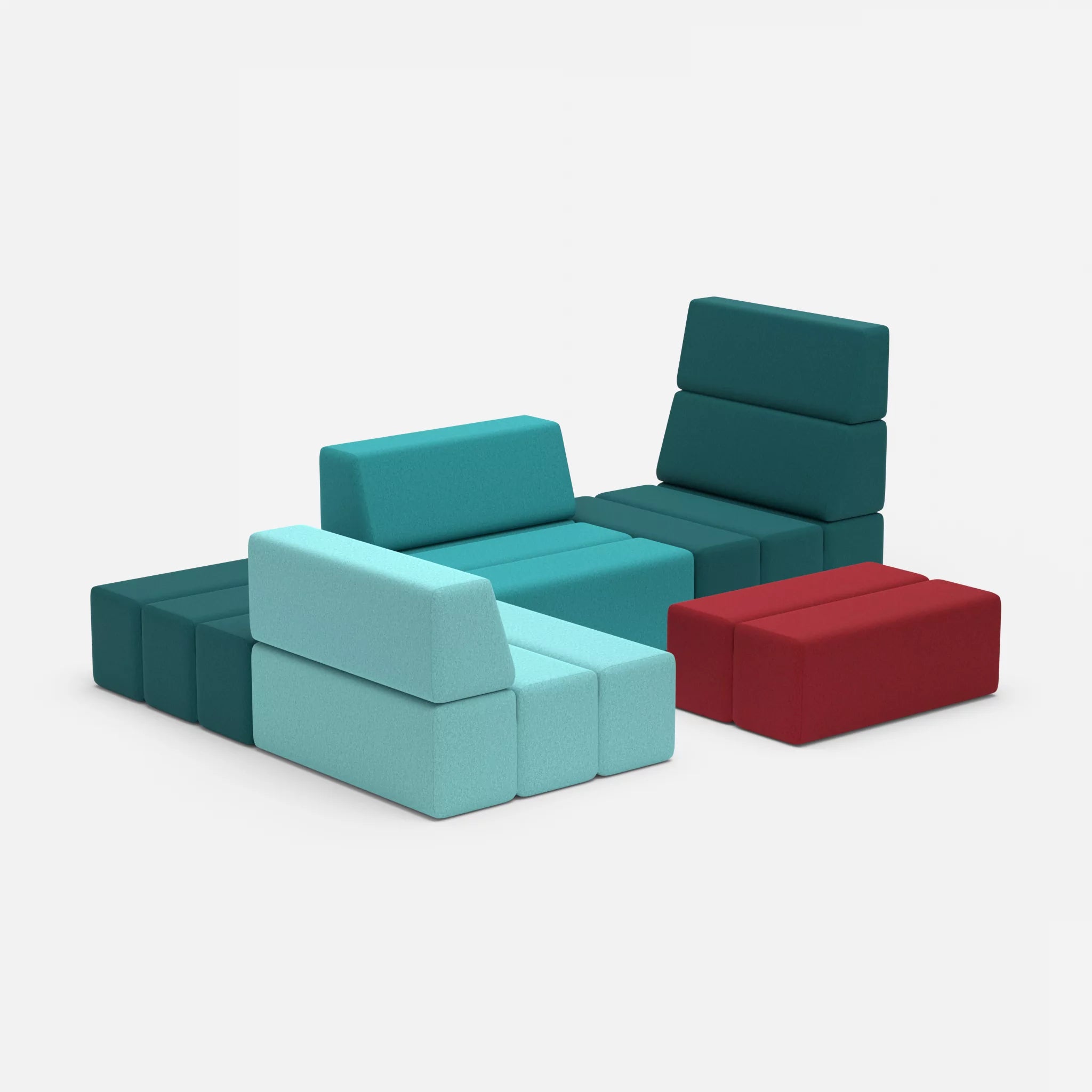 Ecksofa Bricks 2 dama0018-dama0076 in Türkis und Türkis von der Seite