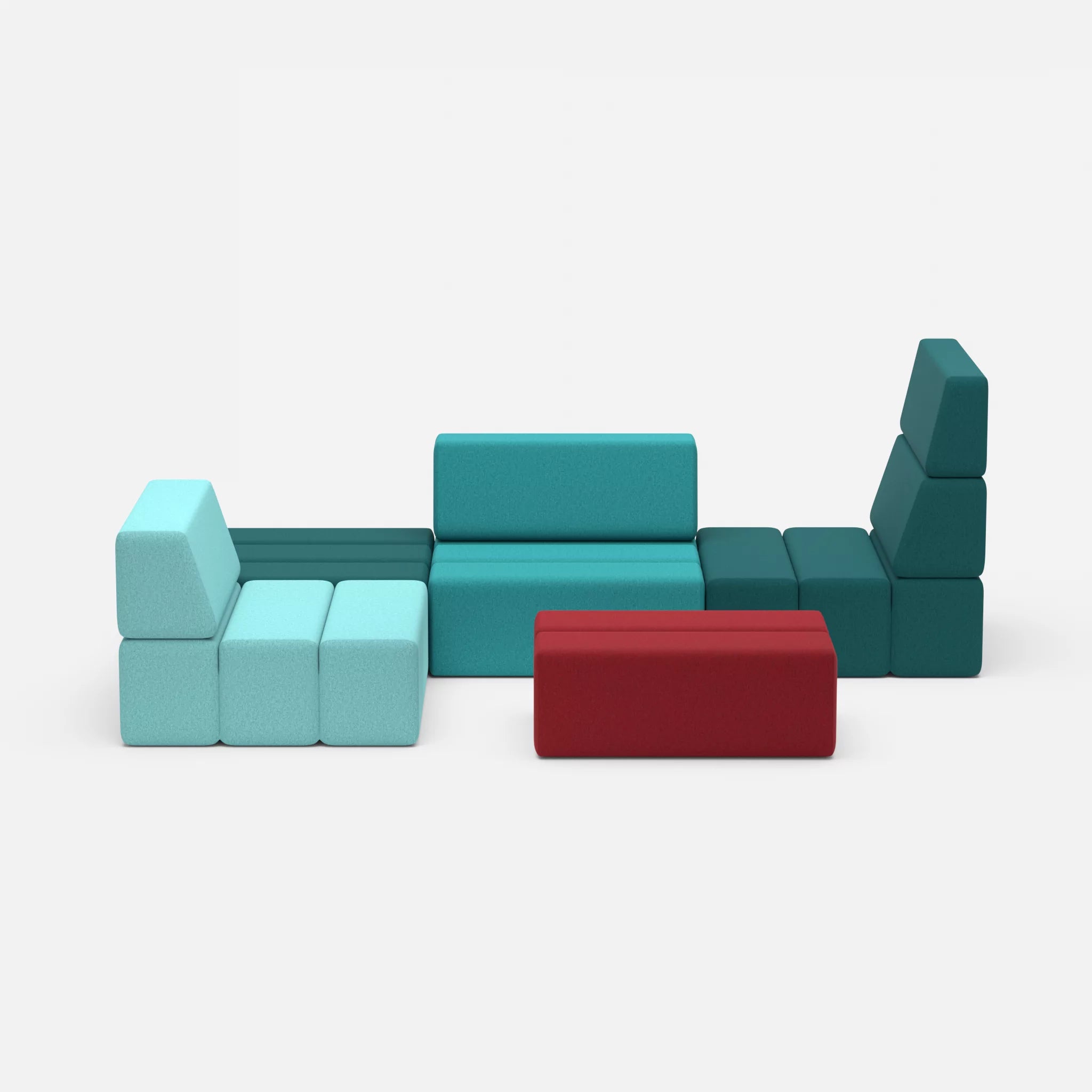 Ecksofa Bricks 2 dama0018-dama0076 in Türkis und Türkis von vorne