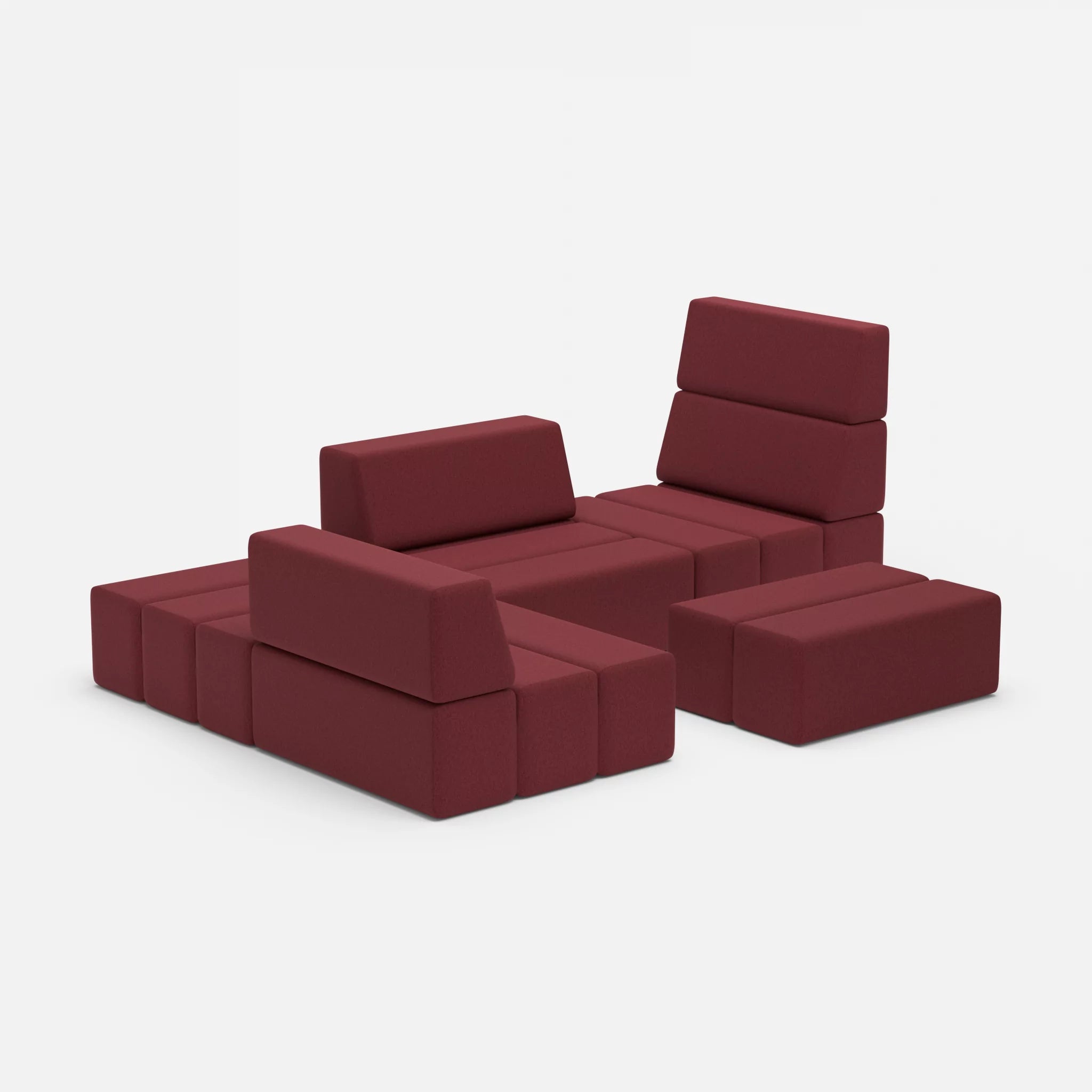 Ecksofa Bricks 2 dama0034 in Bordeaux von der Seite