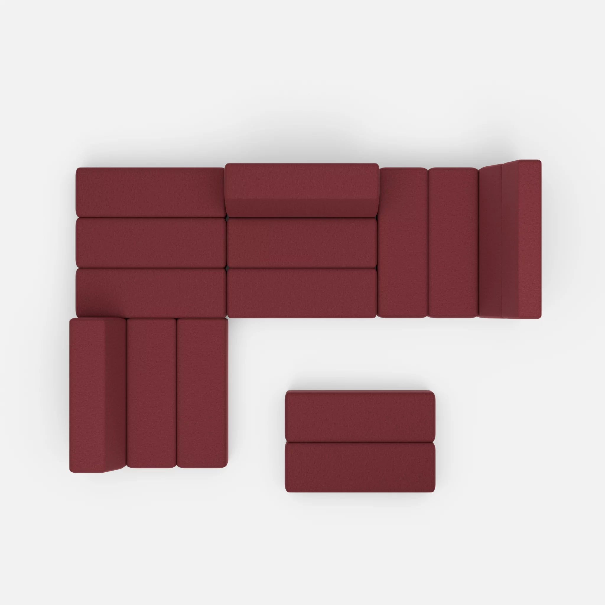 Ecksofa Bricks 2 dama0034 in Bordeaux von oben