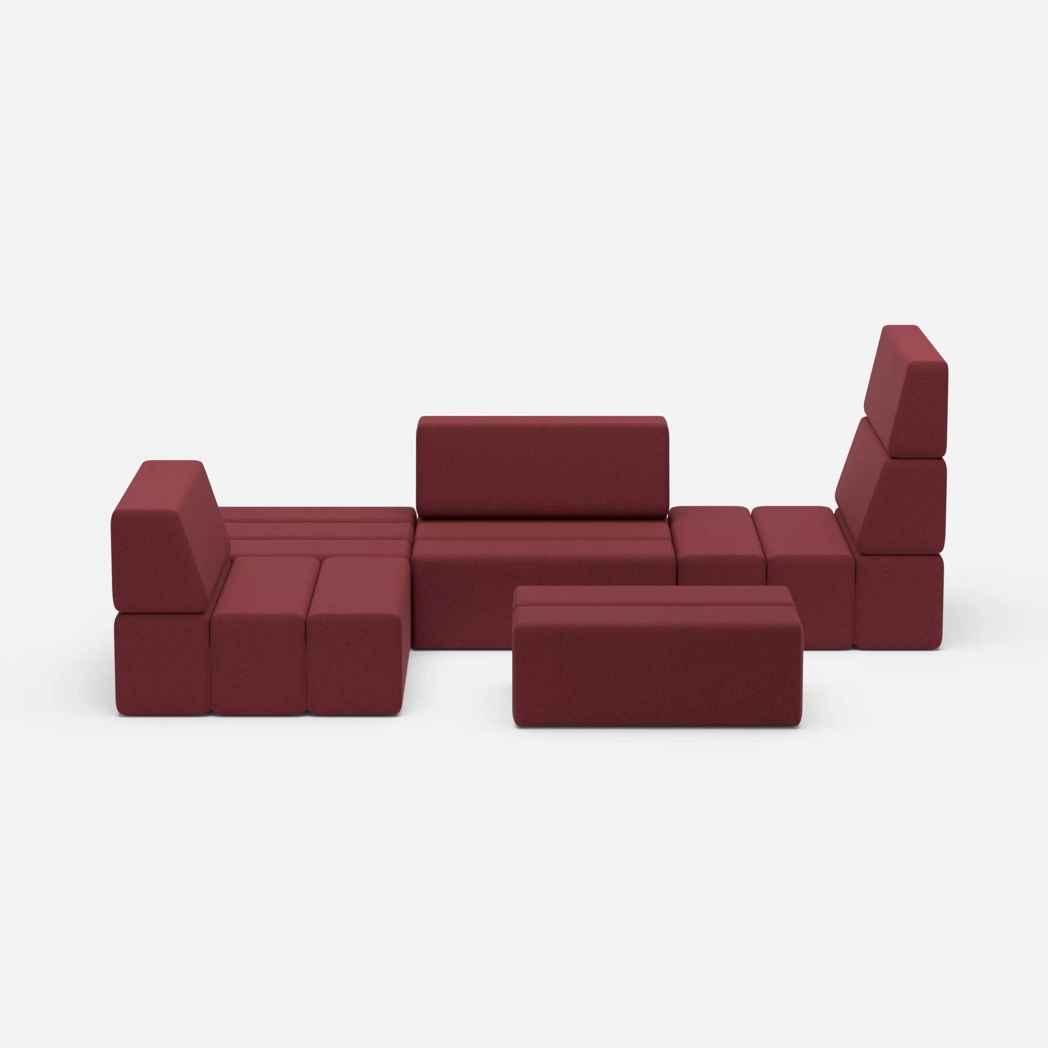 Ecksofa Bricks 2 dama0034 in Bordeaux von vorne