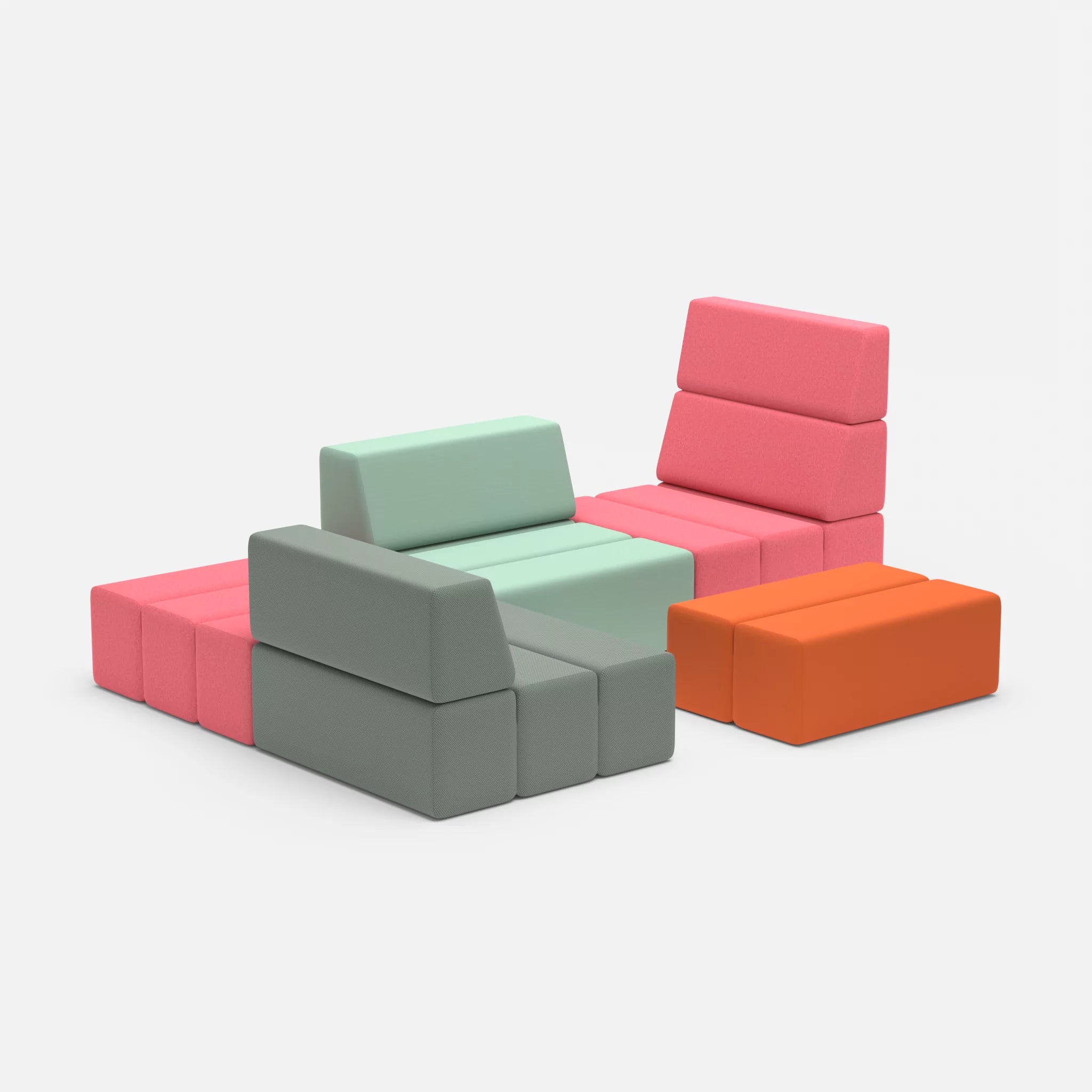 Ecksofa Bricks 2 dama0083-radio7045 in Pink und Hellblau von der Seite