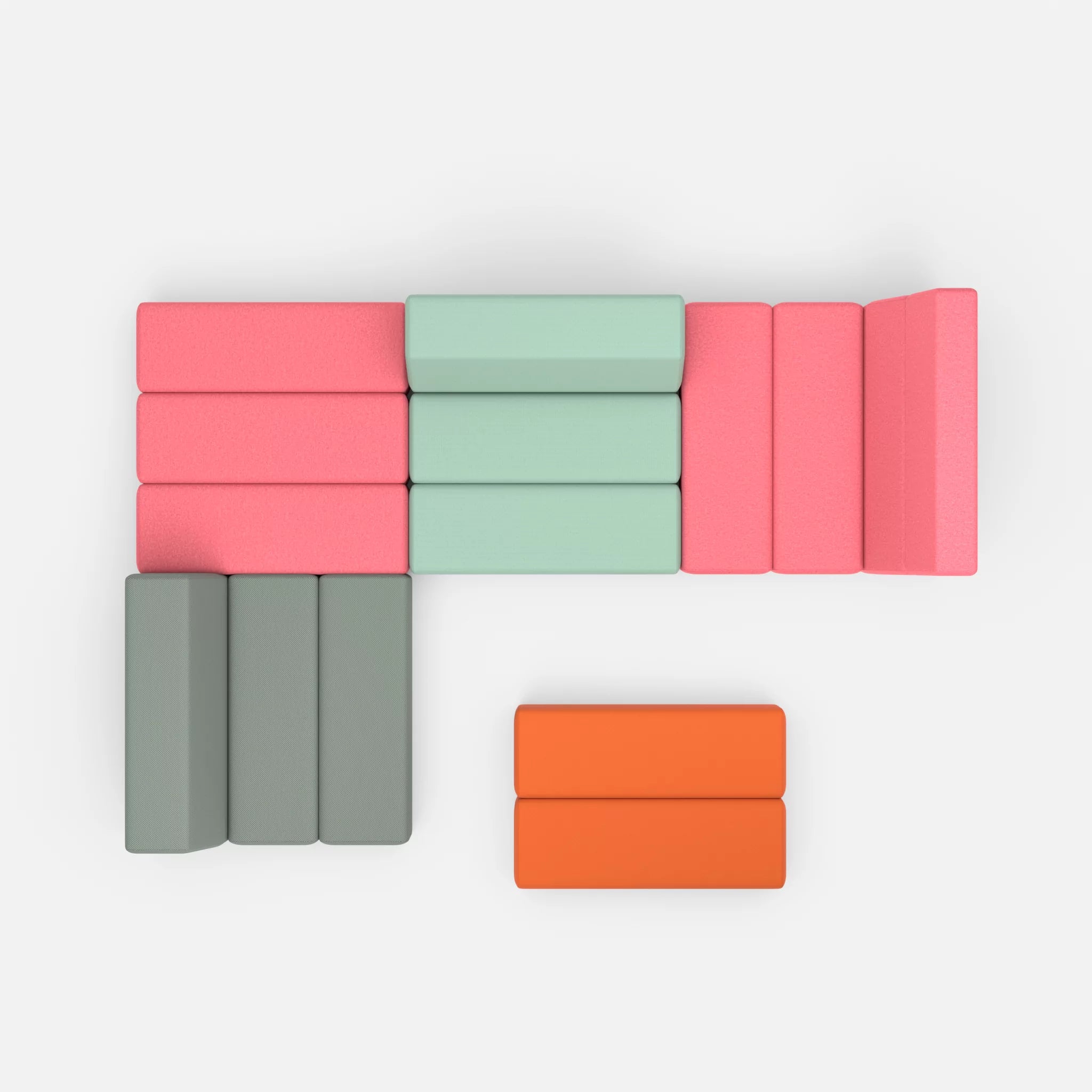 Ecksofa Bricks 2 dama0083-radio7045 in Pink und Hellblau von oben