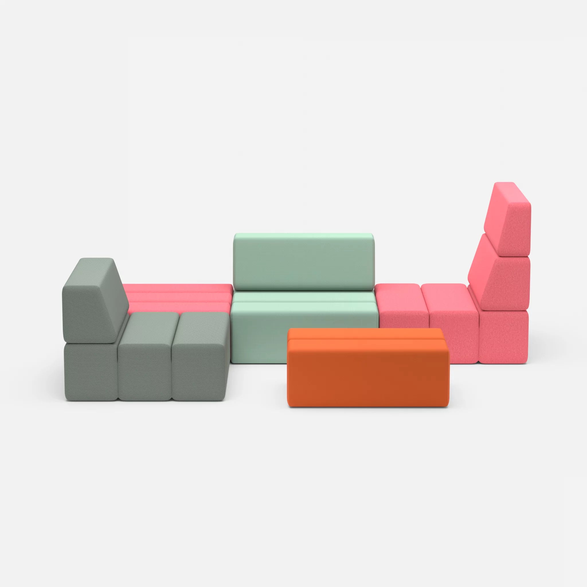 Ecksofa Bricks 2 dama0083-radio7045 in Pink und Hellblau von vorne