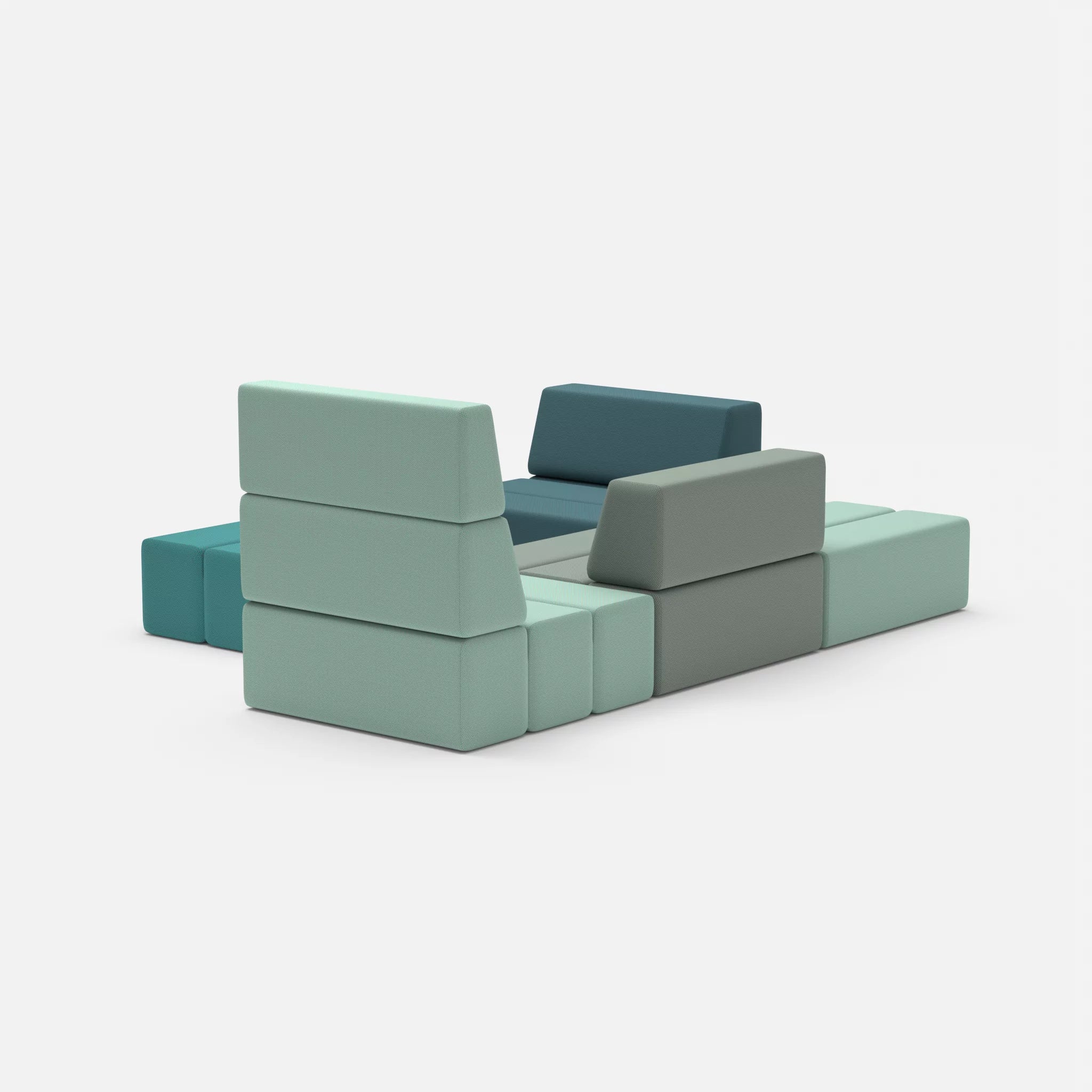 Ecksofa Bricks 2 novumlagoon-novumdelphi in Graublau und Graublau von hinten