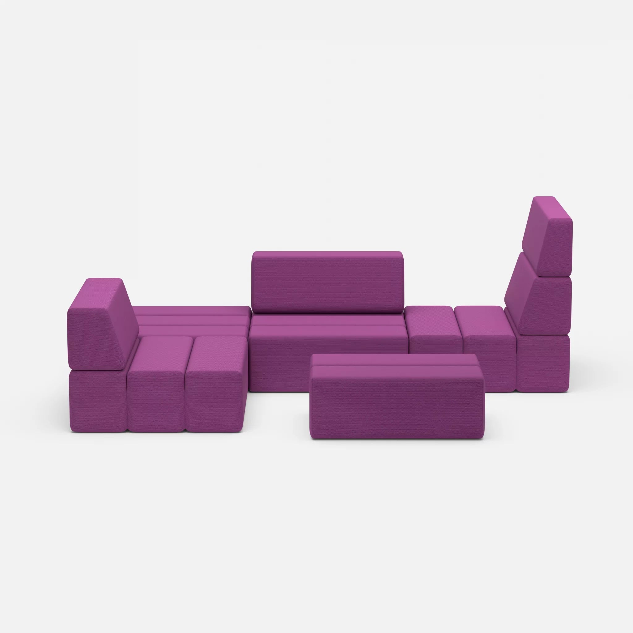 Ecksofa Bricks 2 novumviola in Violett von vorne