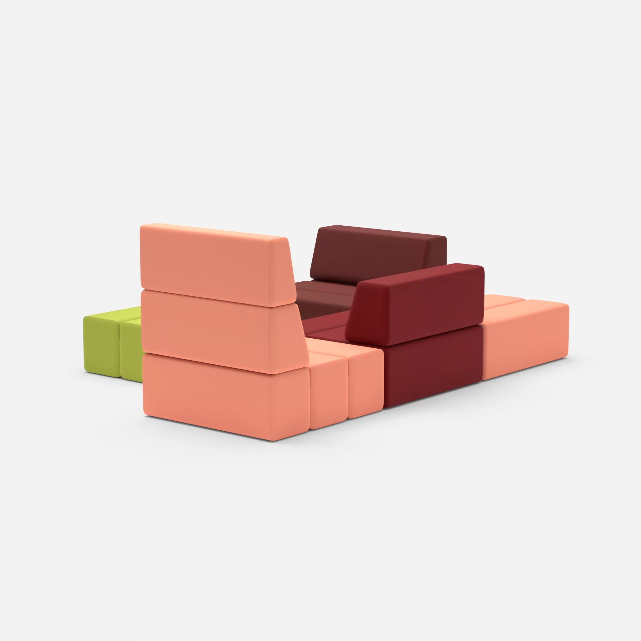 Ecksofa Bricks 2 radio4046-radio4028 in Coral und Rot von hinten