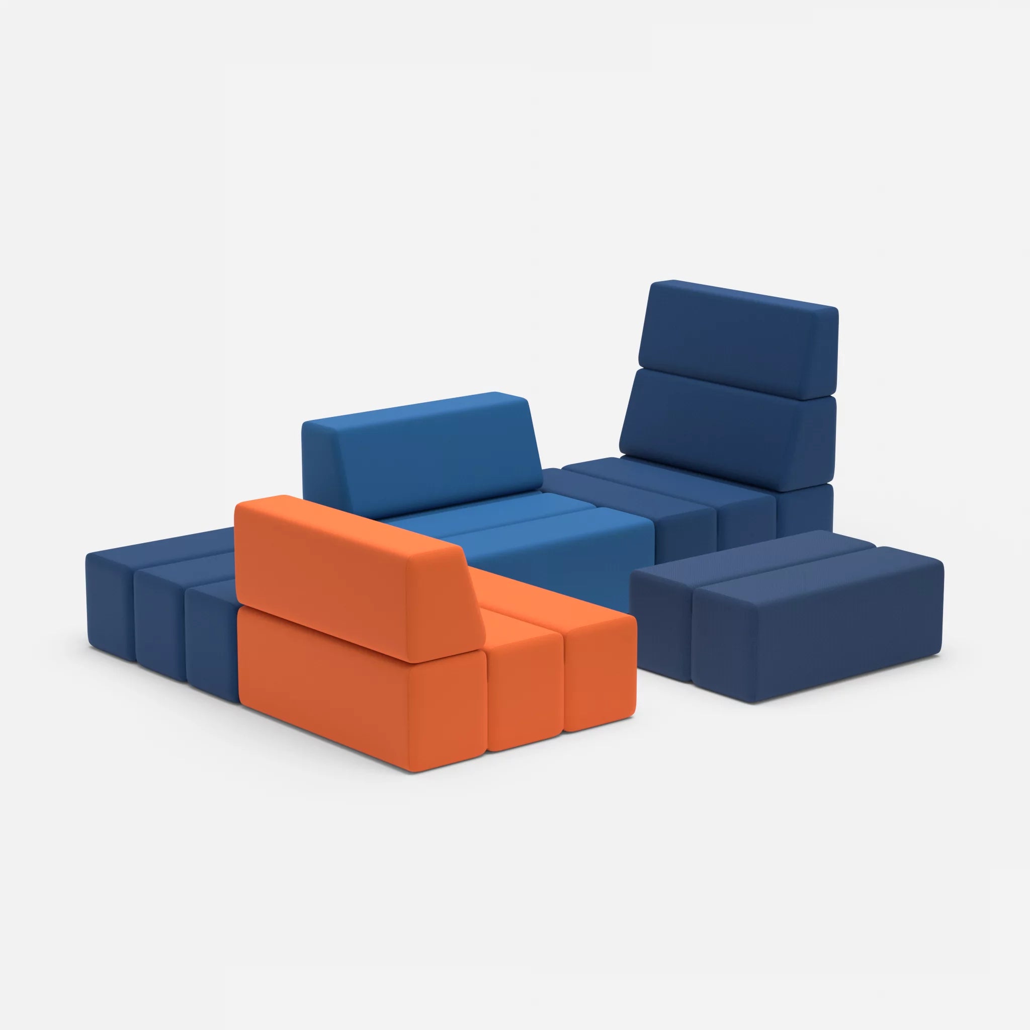 Ecksofa Bricks 2 radio6512-radio6075 in Dunkelblau und Blau von der Seite