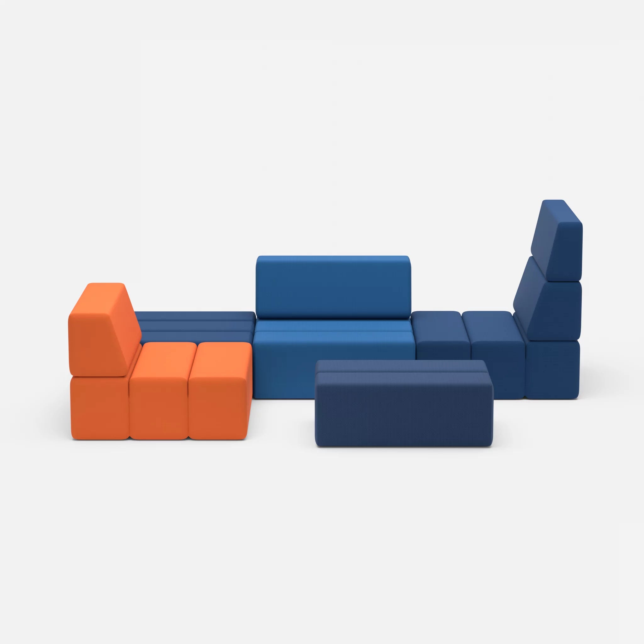 Ecksofa Bricks 2 radio6512-radio6075 in Dunkelblau und Blau von vorne