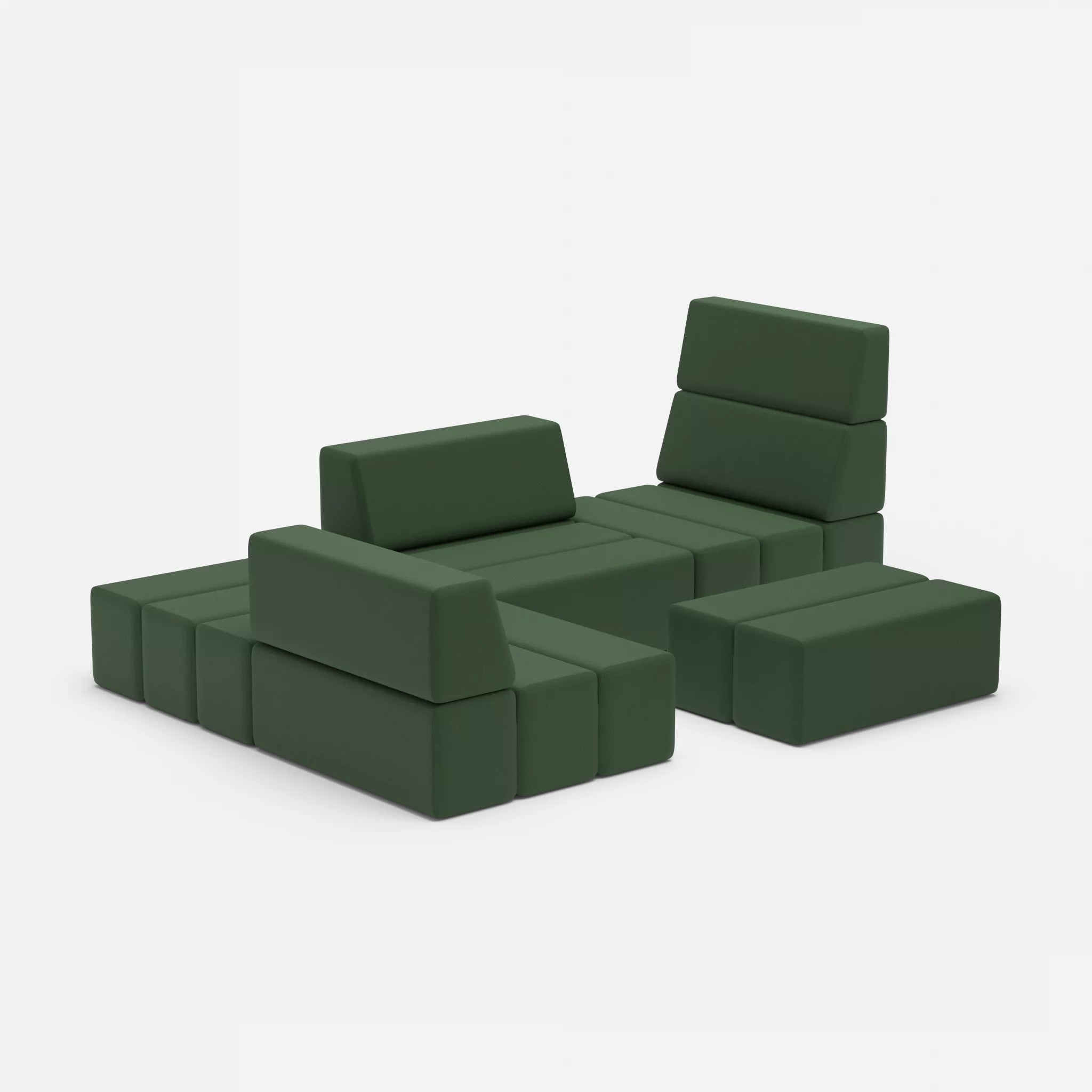 Ecksofa Bricks 2 radio7036 in Olive von der Seite