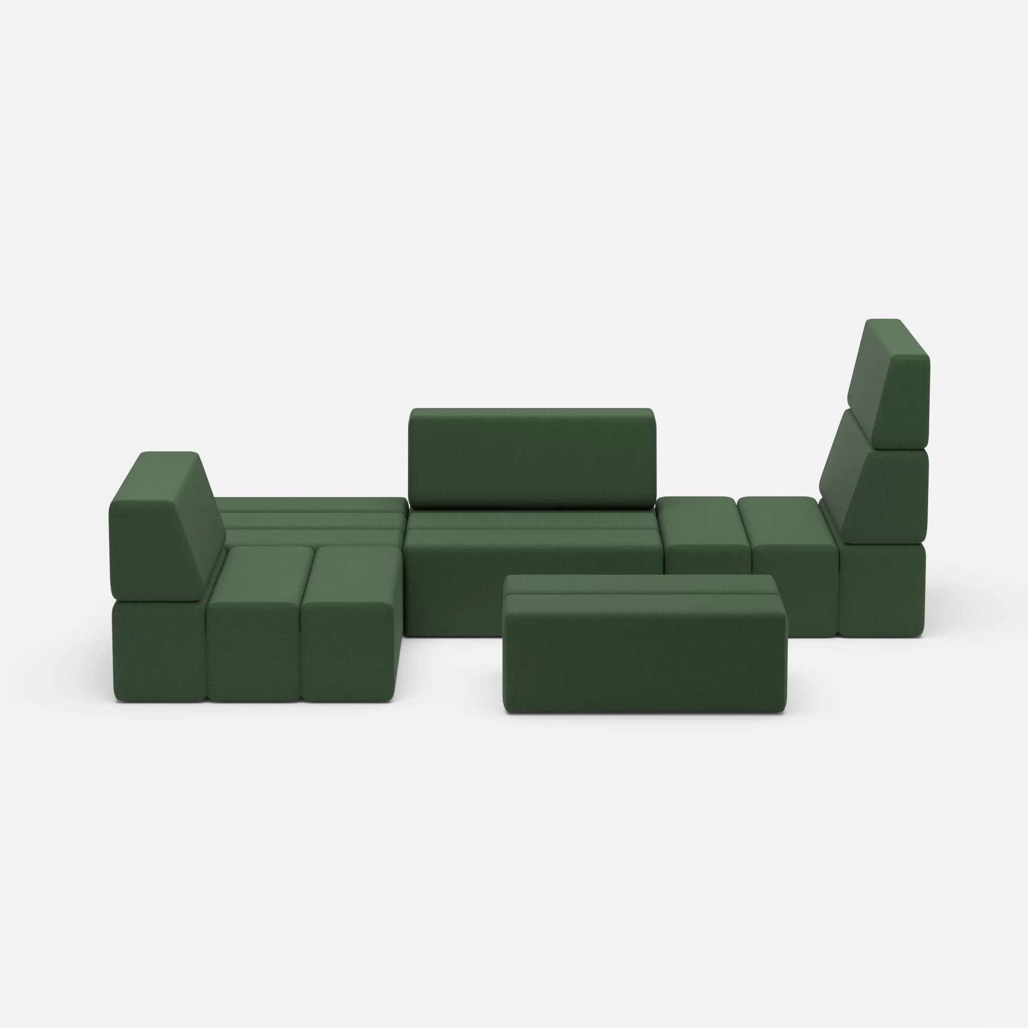 Ecksofa Bricks 2 radio7036 in Olive von vorne