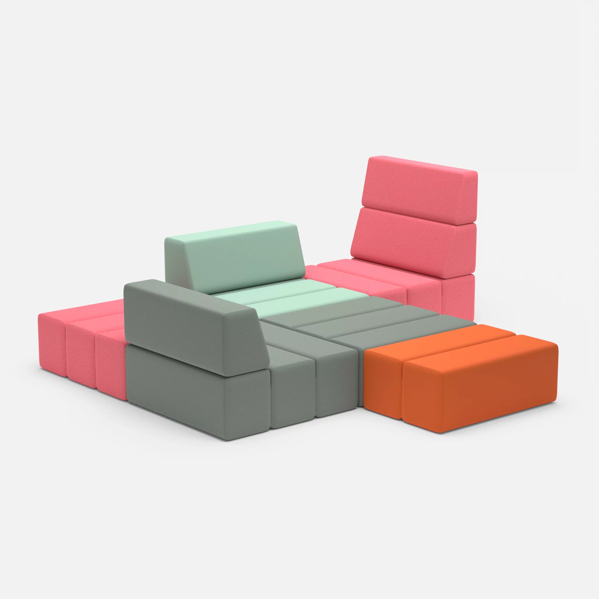 Ecksofa Bricks 3 dama0083-radio7045 in Pink und Hellblau von der Seite