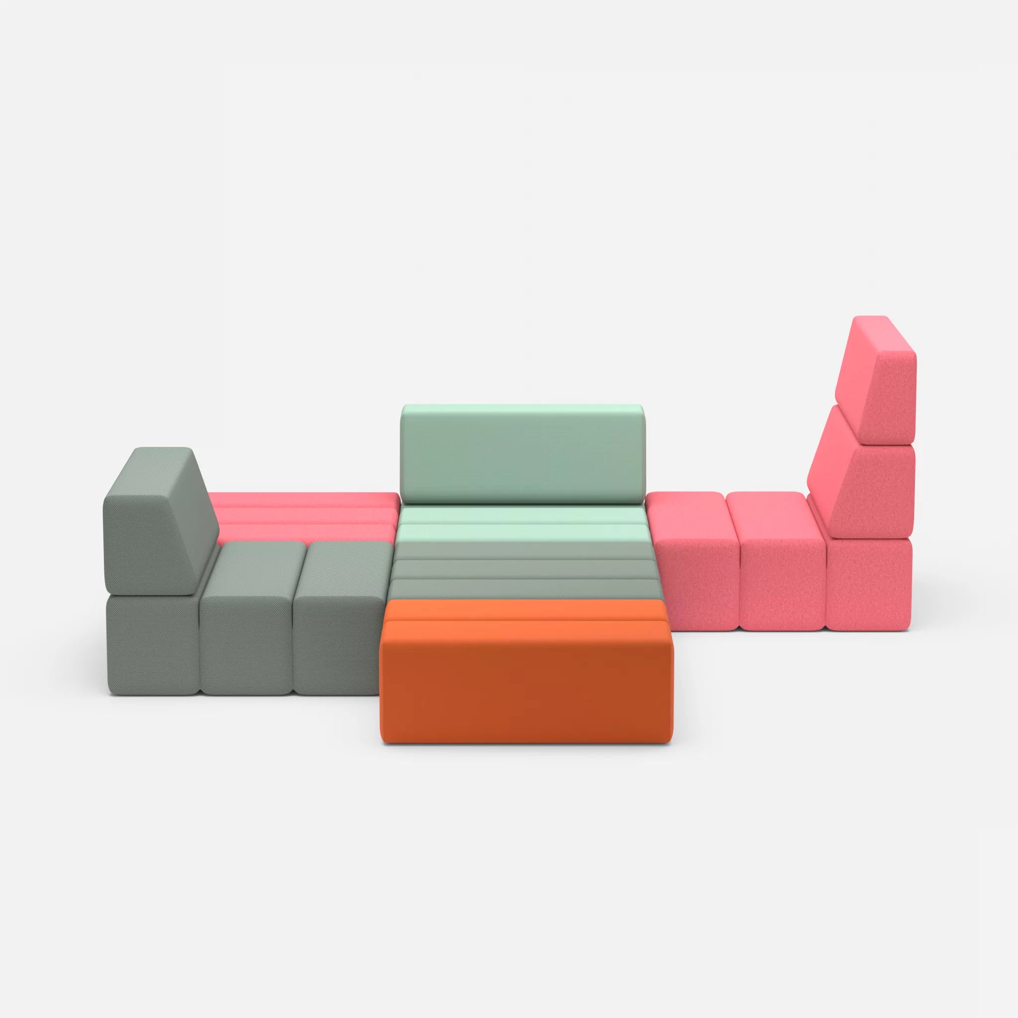 Ecksofa Bricks 3 dama0083-radio7045 in Pink und Hellblau von vorne