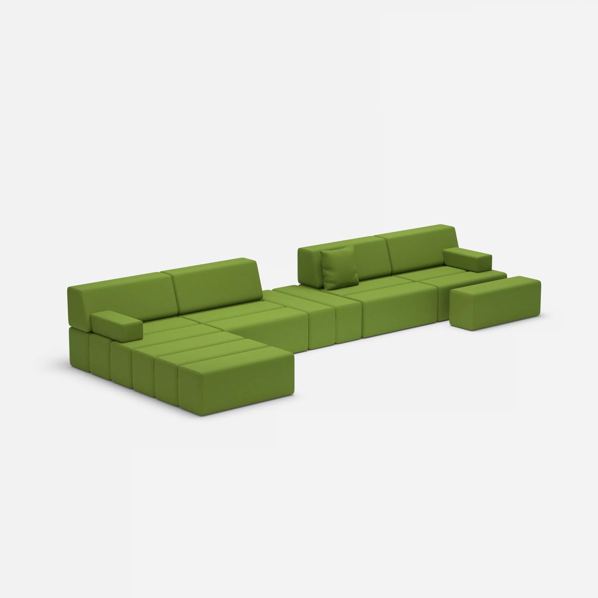 L Sofa Bricks 1 dama0027 in Grün von der Seite