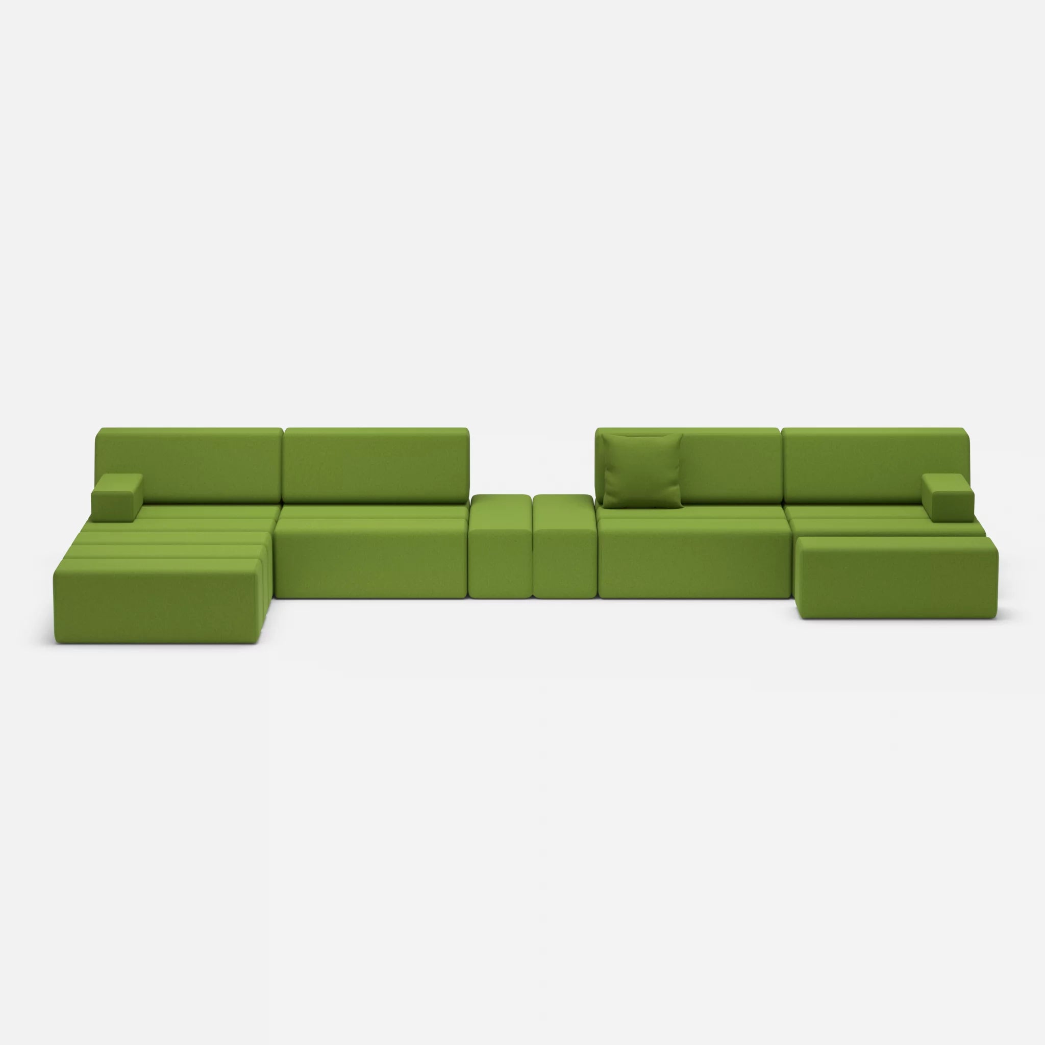 L Sofa Bricks 1 dama0027 in Grün von vorne