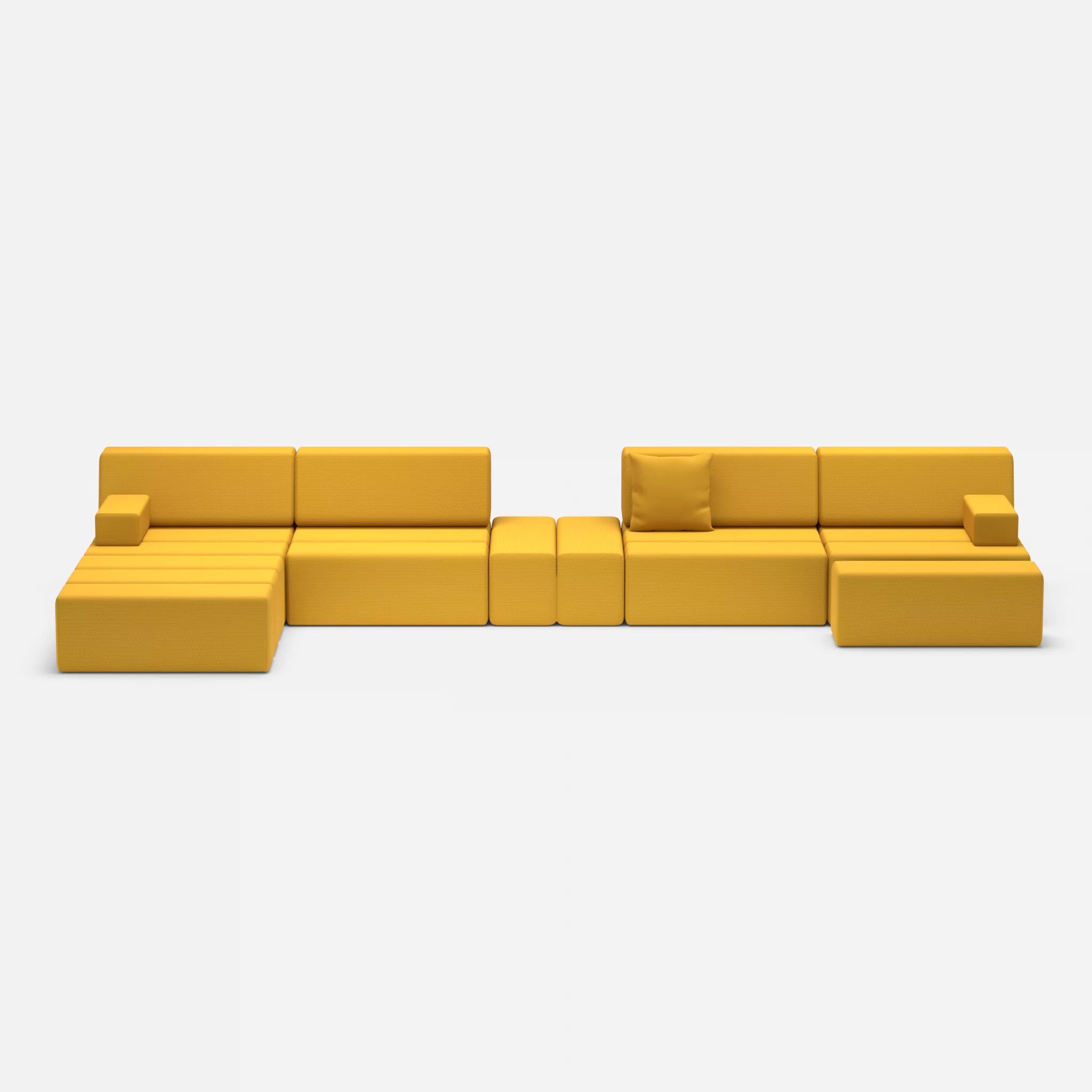 L Sofa Bricks 1 novumcurry in Curry von vorne