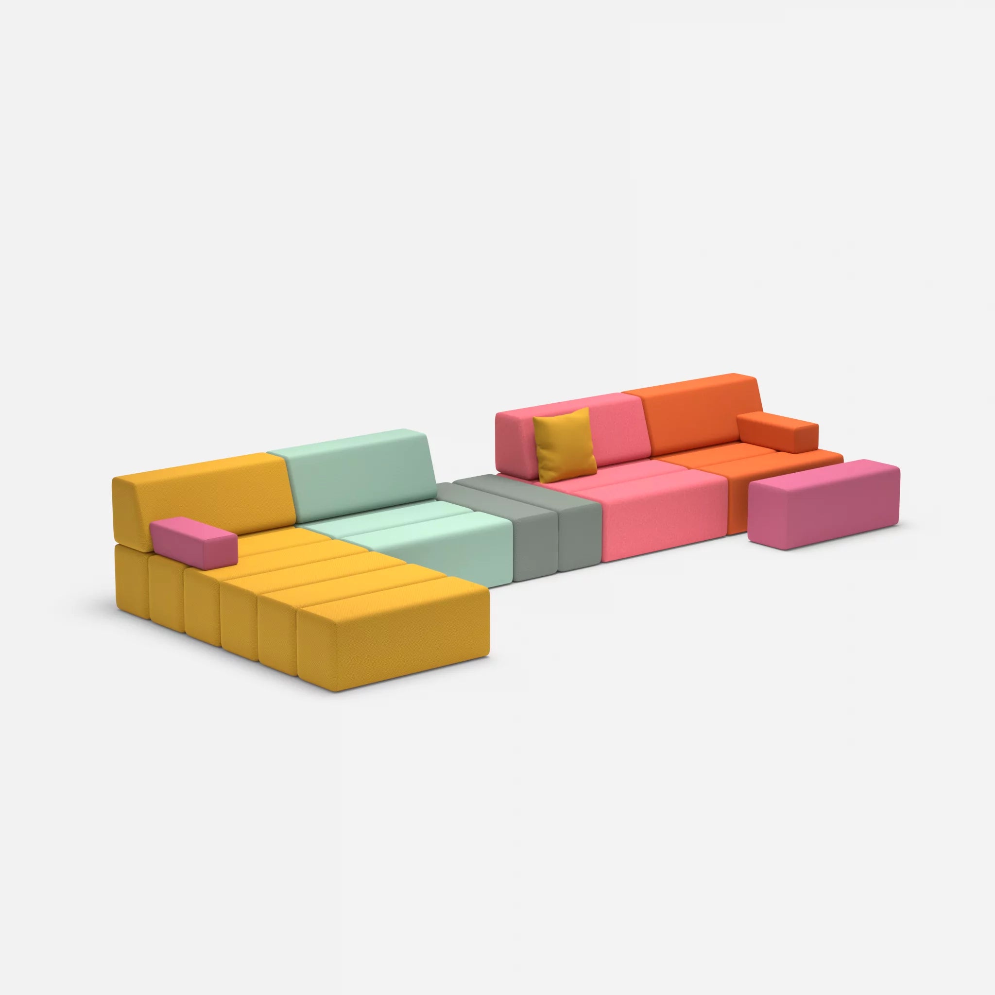 L Sofa Bricks 1 novumcurry-novumdelphi in Curry und Graublau von der Seite