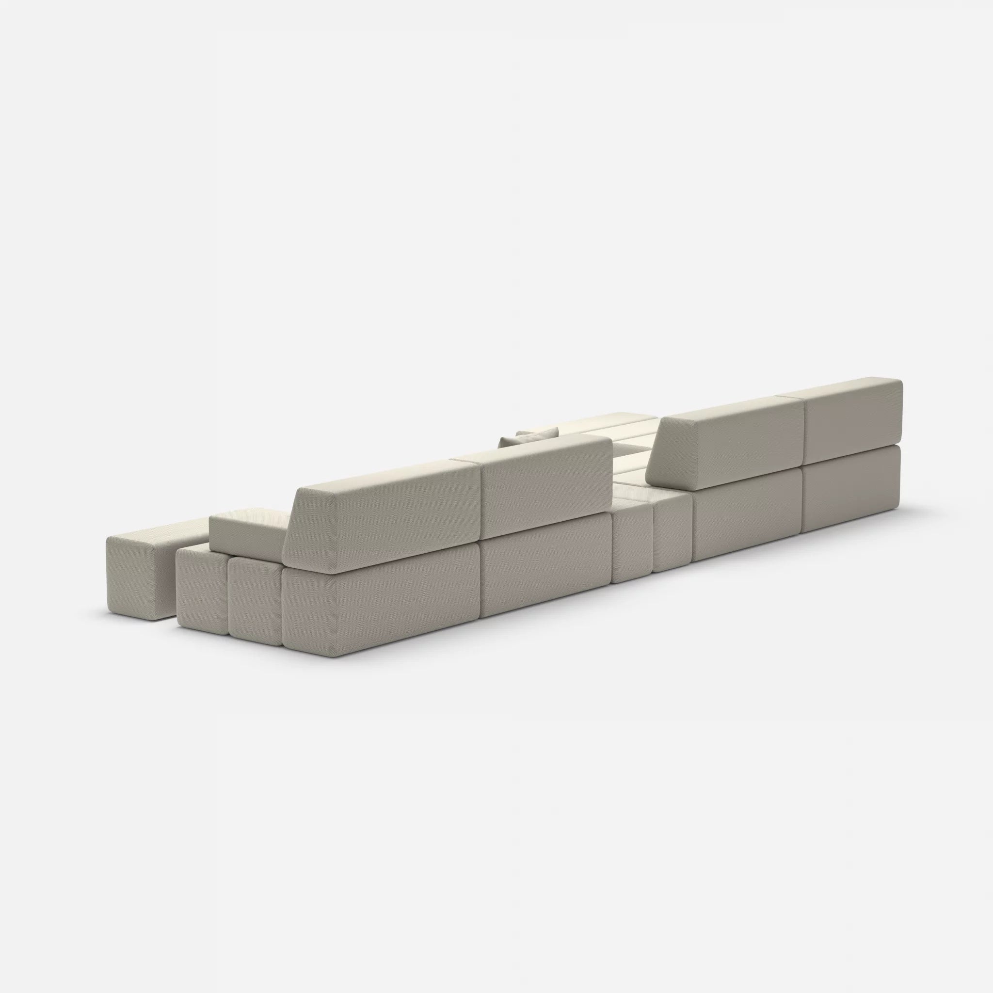 L Sofa Bricks 1 novumkies in Mittelgrau von hinten