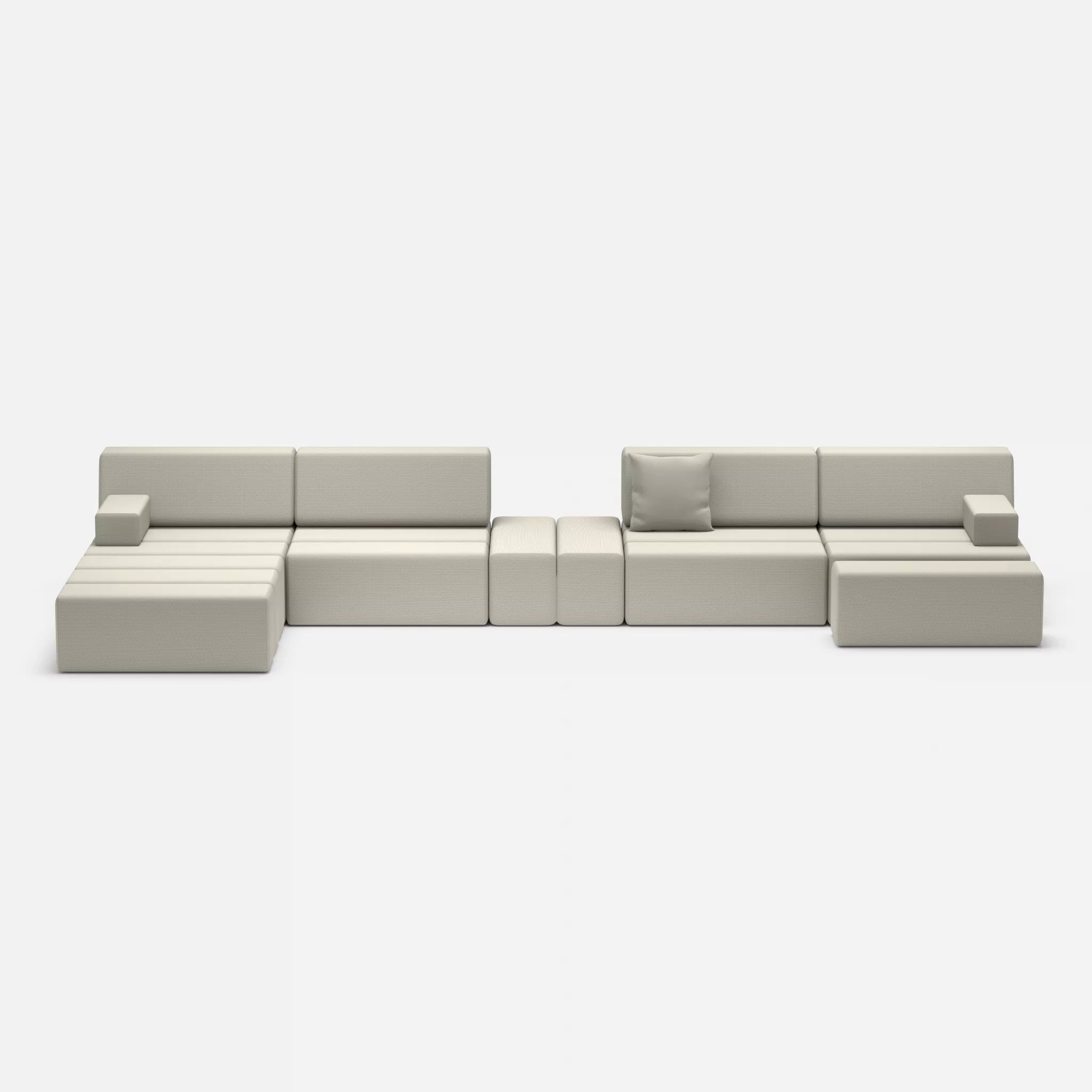 L Sofa Bricks 1 novumkies in Mittelgrau von vorne