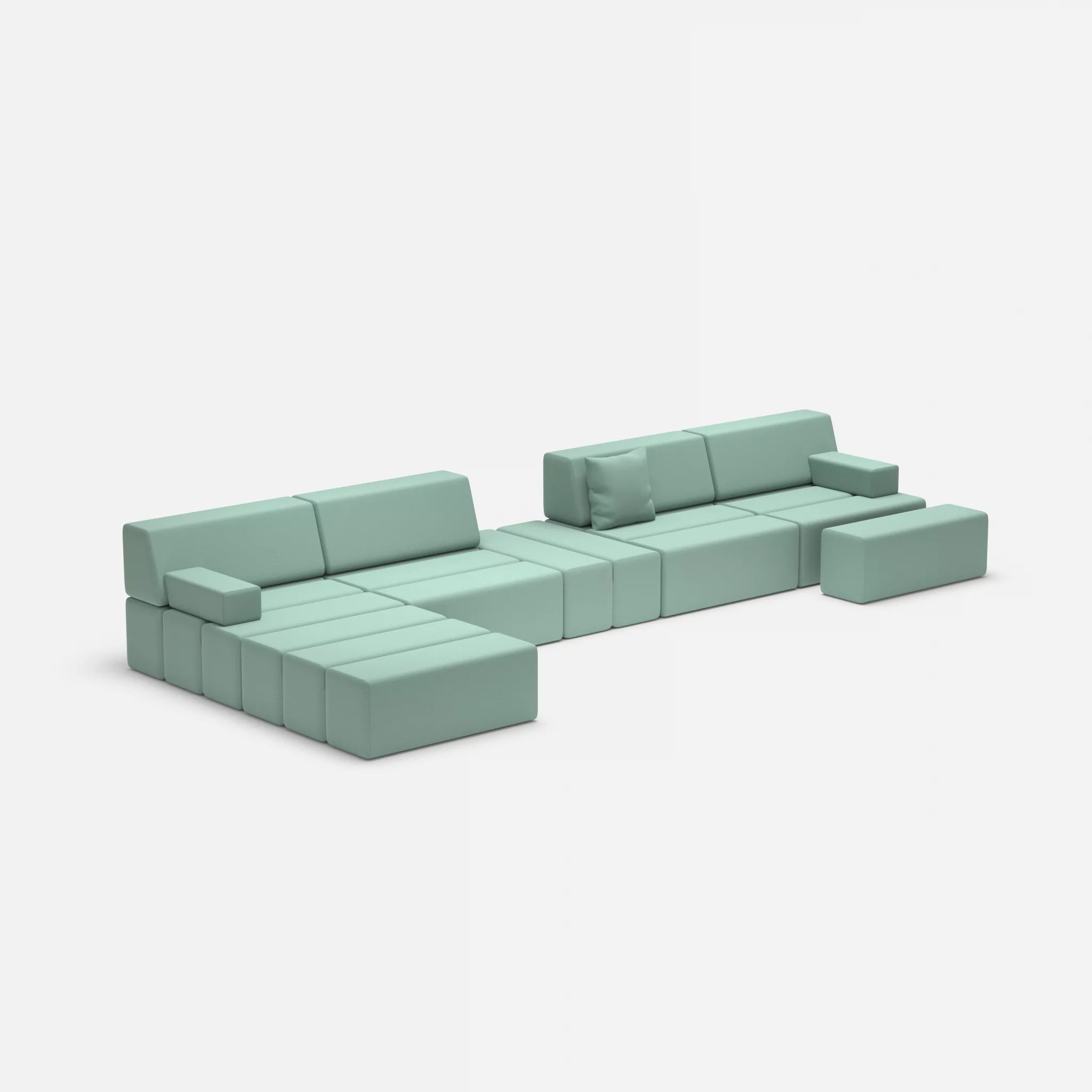 L Sofa Bricks 1 novumlagoon in Graublau von der Seite