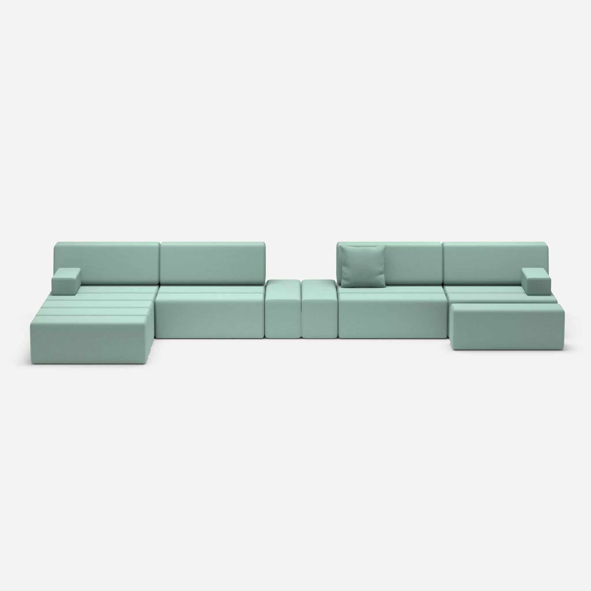 L Sofa Bricks 1 novumlagoon in Graublau von vorne