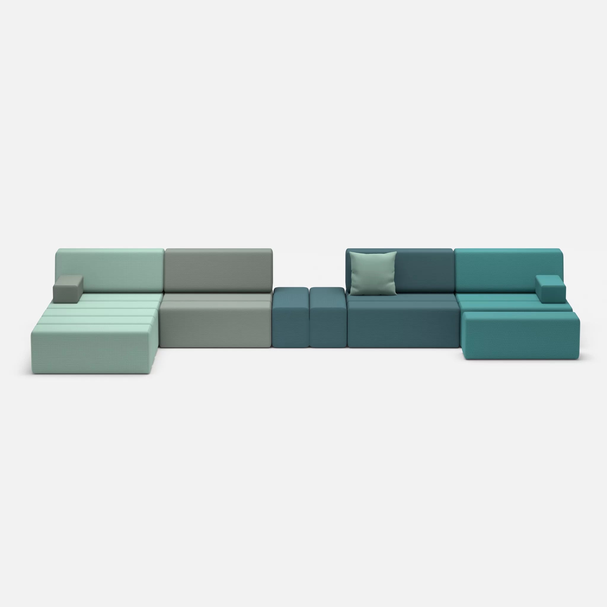 L Sofa Bricks 1 novumlagoon-novumsamoa in Graublau und Dunkelblau von vorne