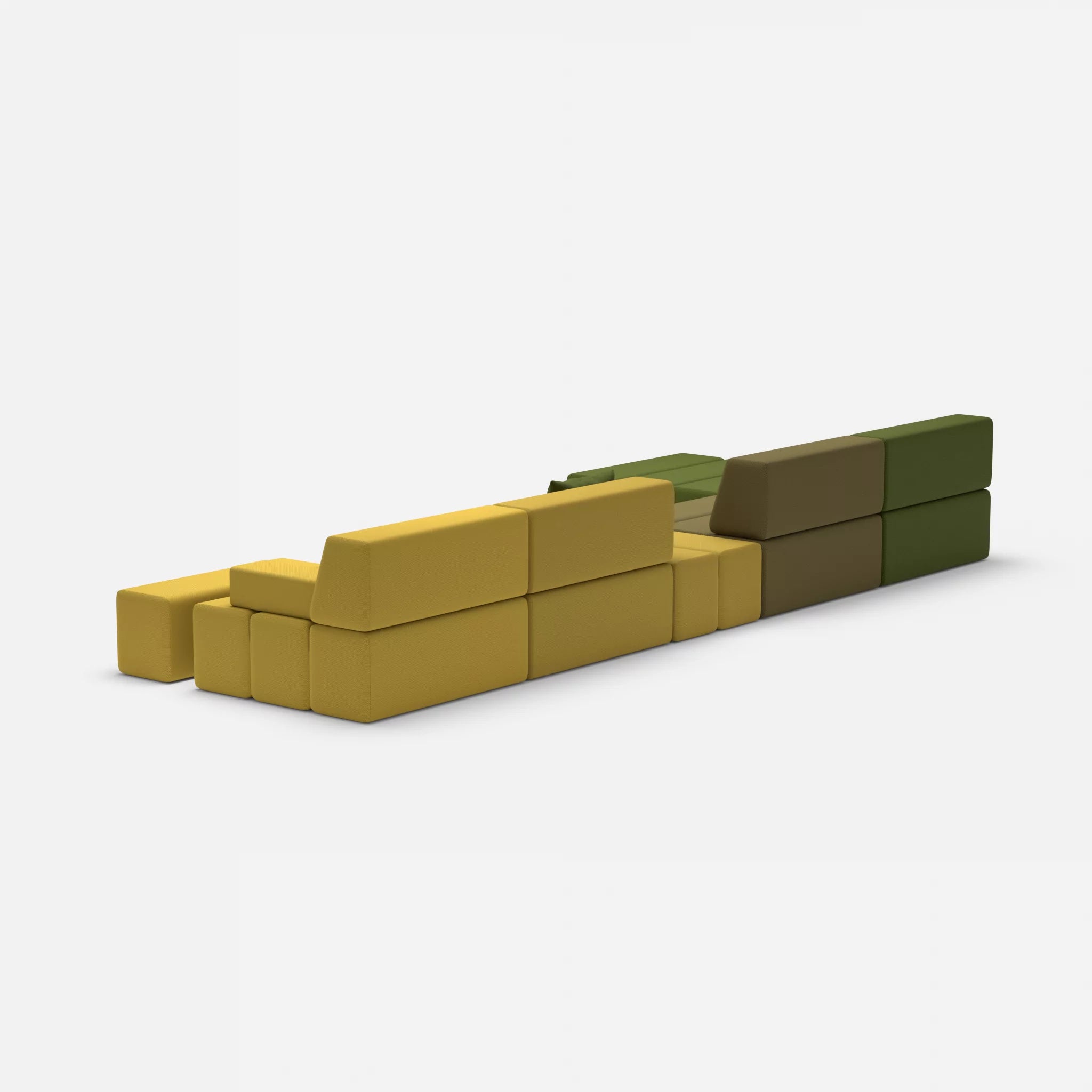 L Sofa Bricks 1 novummoss-novumtivoli in Grün und Hellgrün von hinten