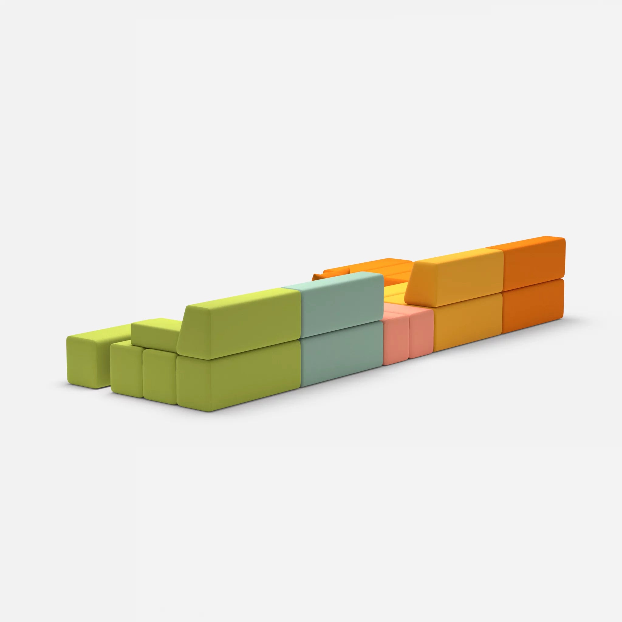 L Sofa Bricks 1 radio3082-radio4046 in Orange und Coral von hinten